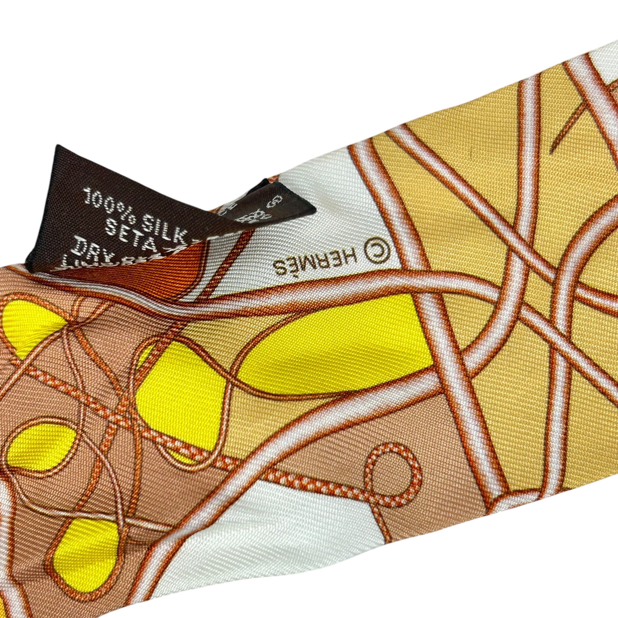 Coupe De Fouet Au Bloc Orange/Yellow/White/Brown Silk Twilly