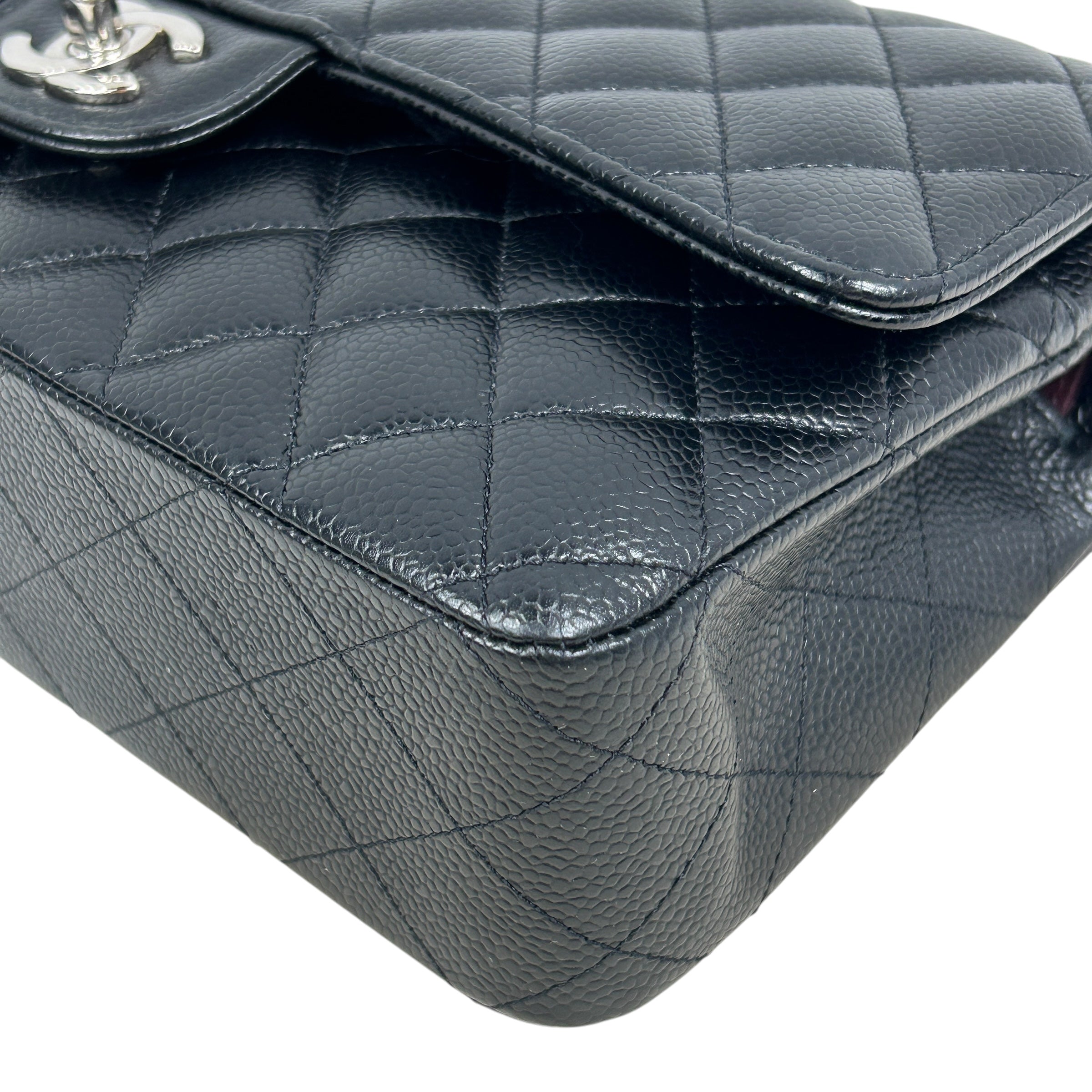 Black Quilted Caviar Medium Classics Double Flap w/SHW