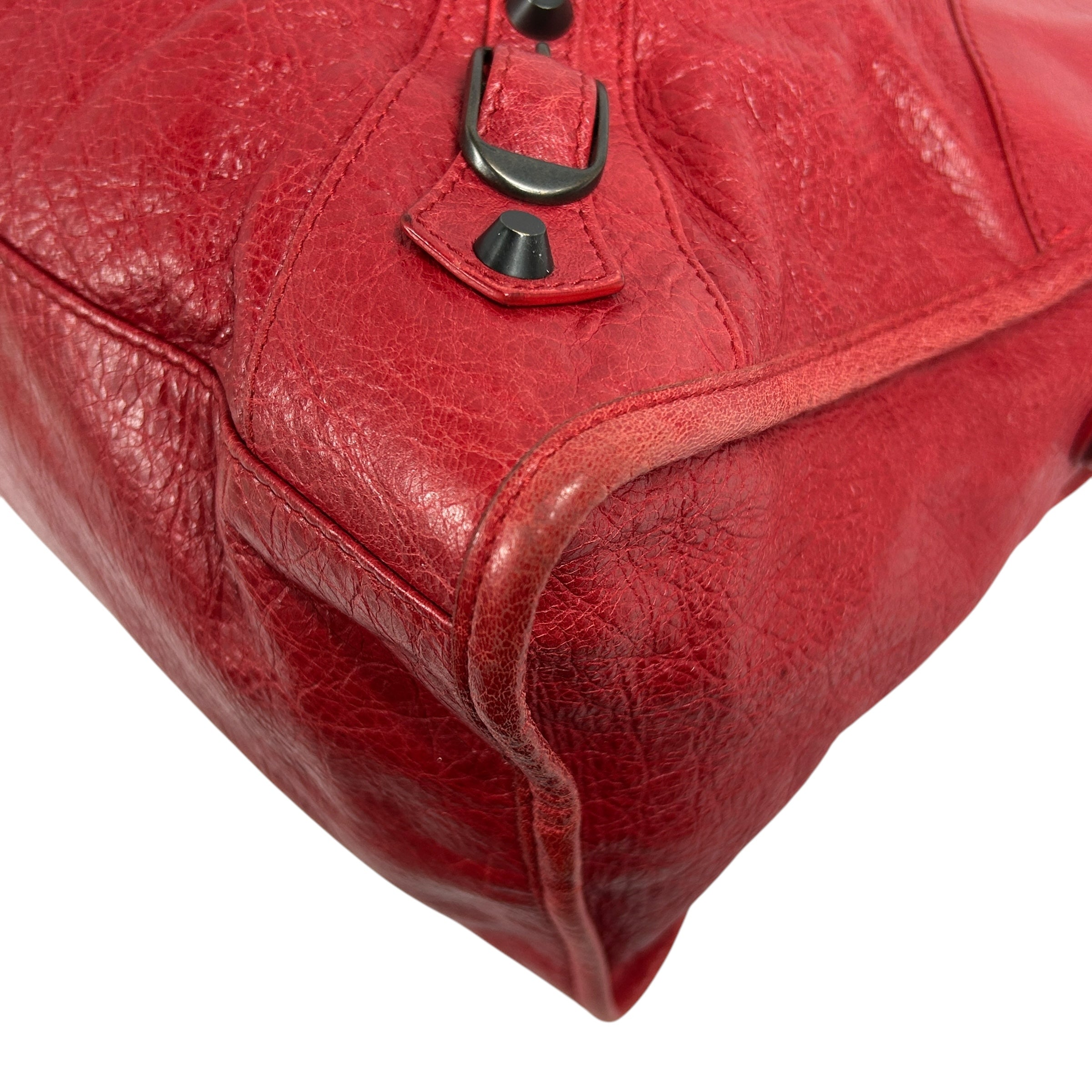 Red Lambskin Leather Motorcycle City Bag w/ABHW