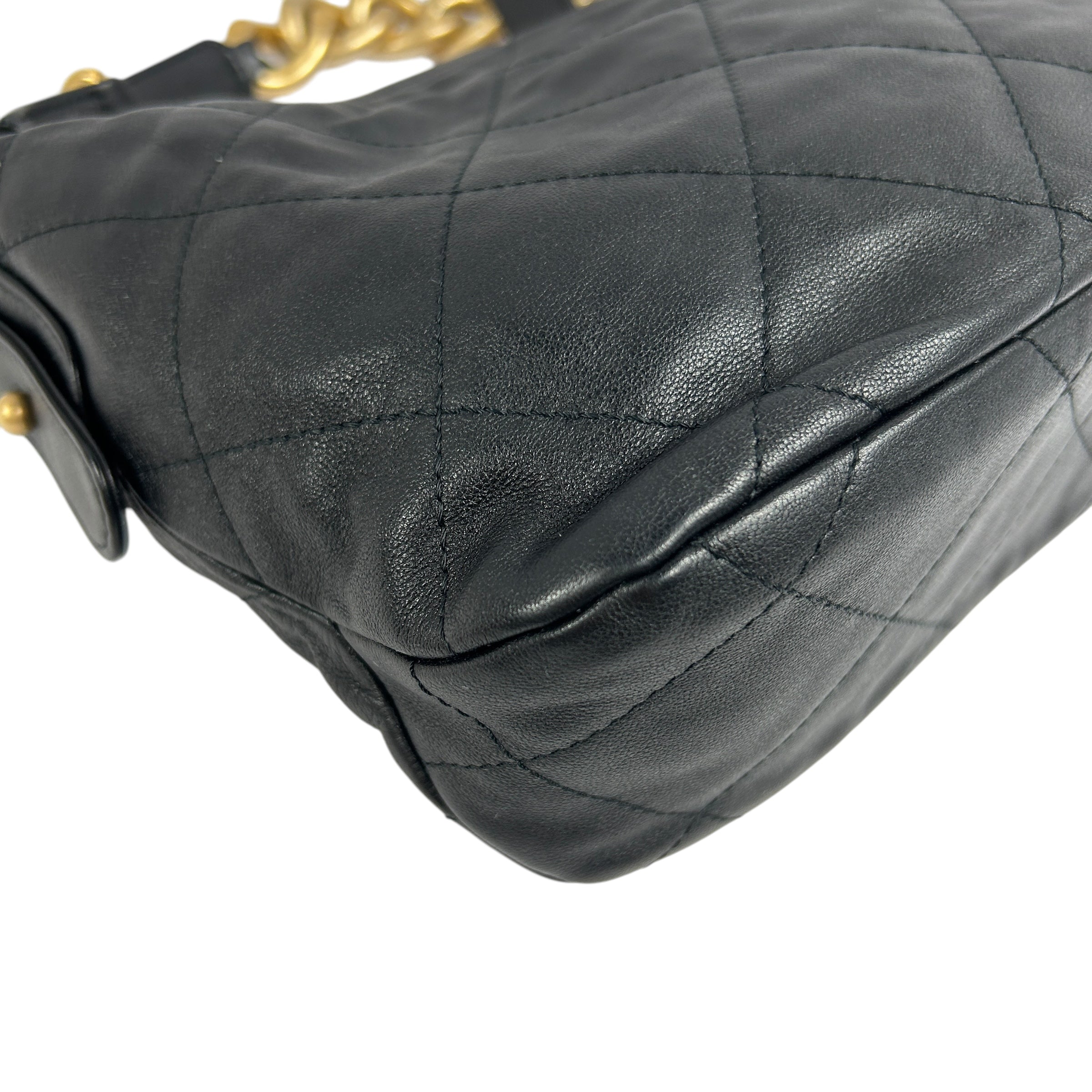 Black Lambskin Quilted Small Shoulder Bag w/AGHW