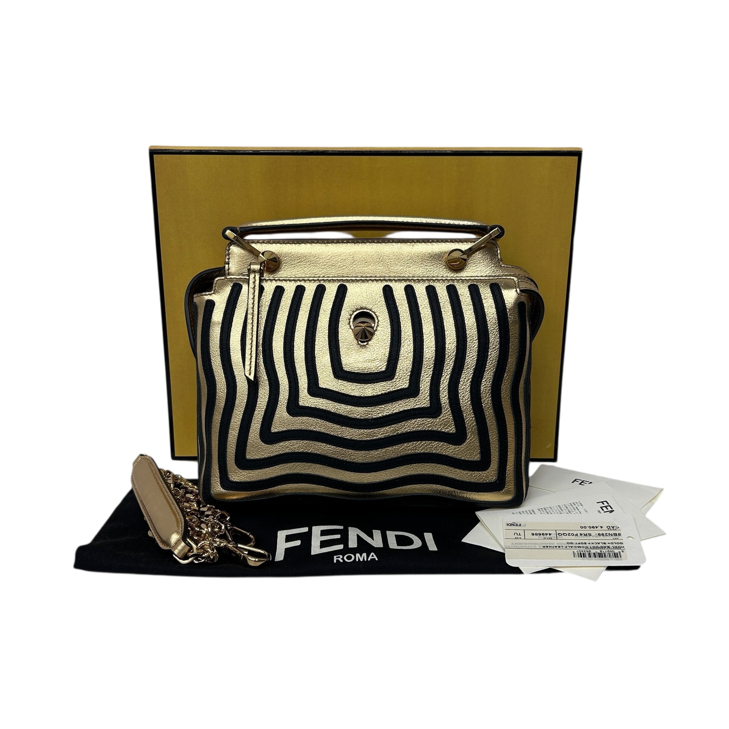 Gold Metallic Leather Hypnotic Dotcom Small Two-way Bag w/GHW