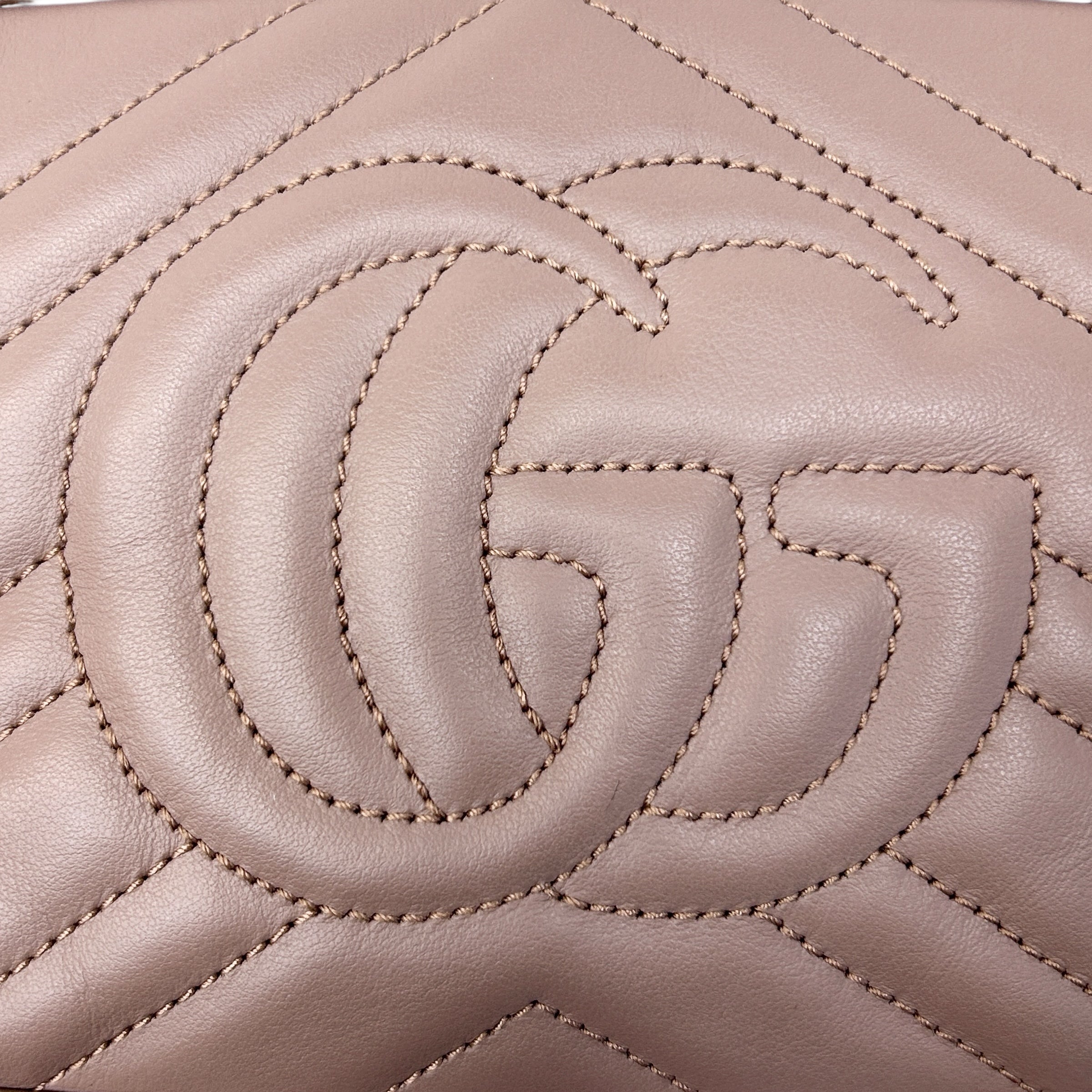 Taupe Quilted Leather Marmont Mini Camera Bag w/GHW