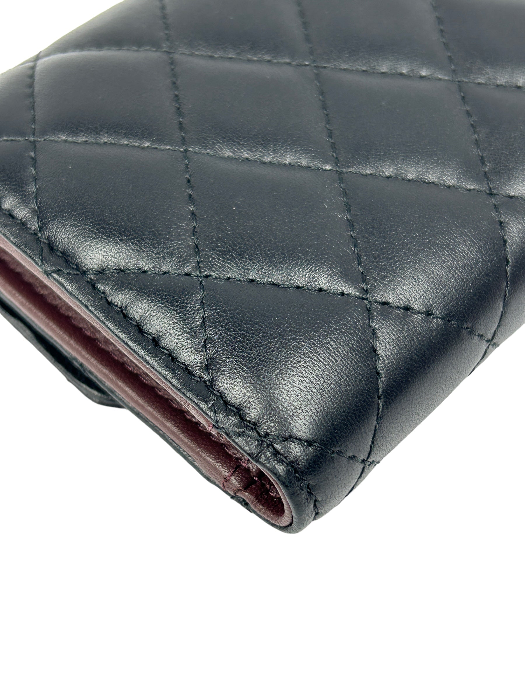 Black Quilted Lambskin Wallet w/SHW