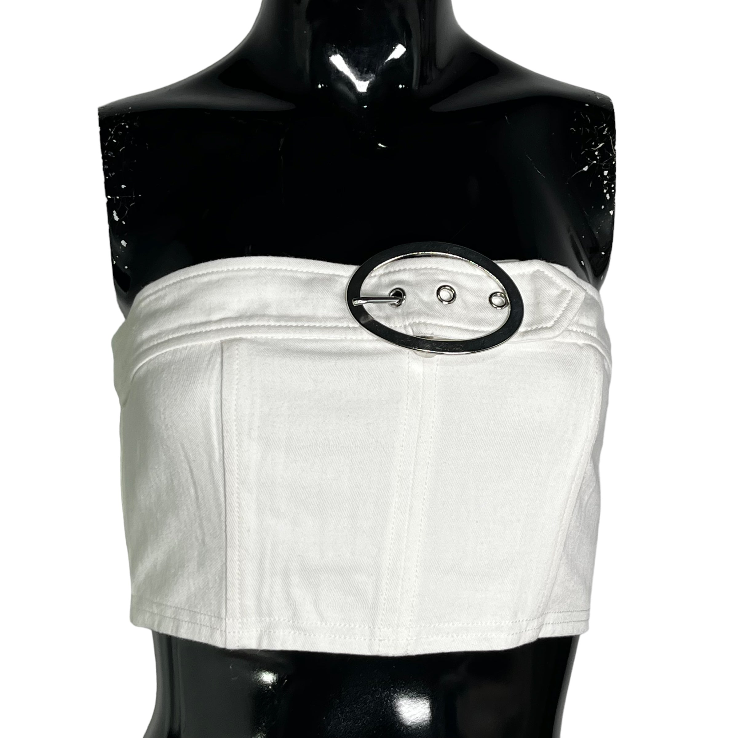 LOVERS & FRIENDS White Tube Top with Silver Buckle