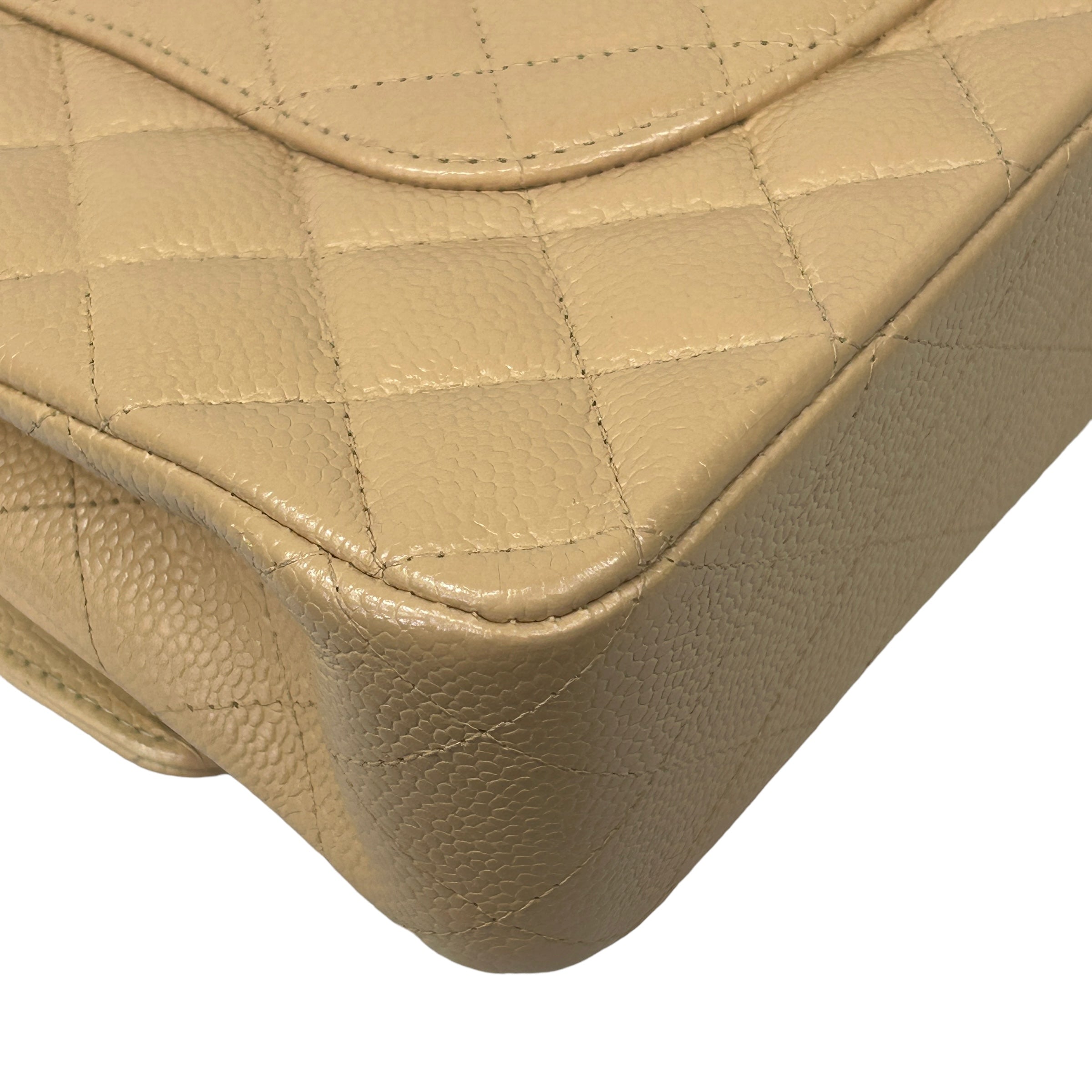 Beige Caviar Medium Double Flap w/GHW