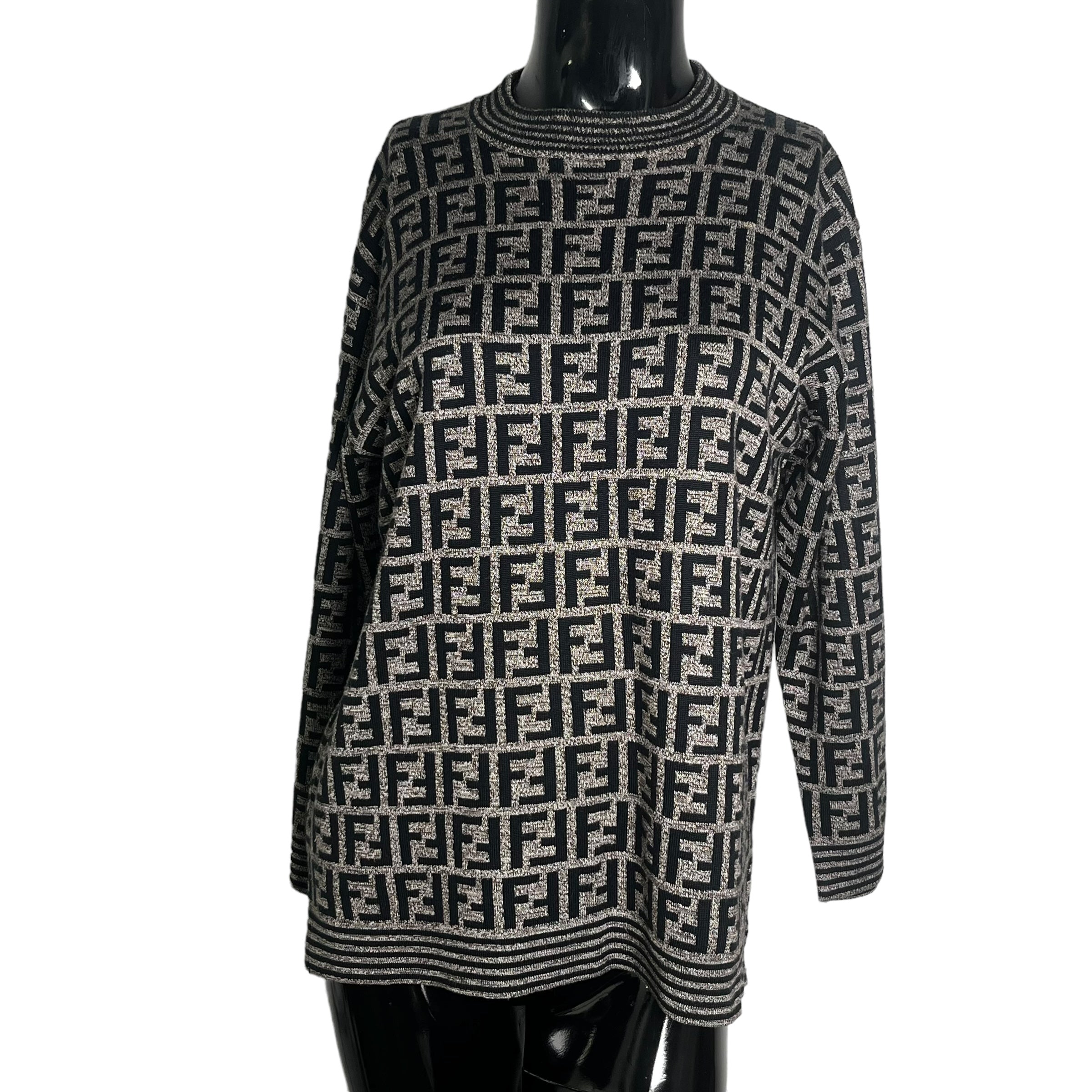 Brown/Black Monogram Long Sleeve Sweater