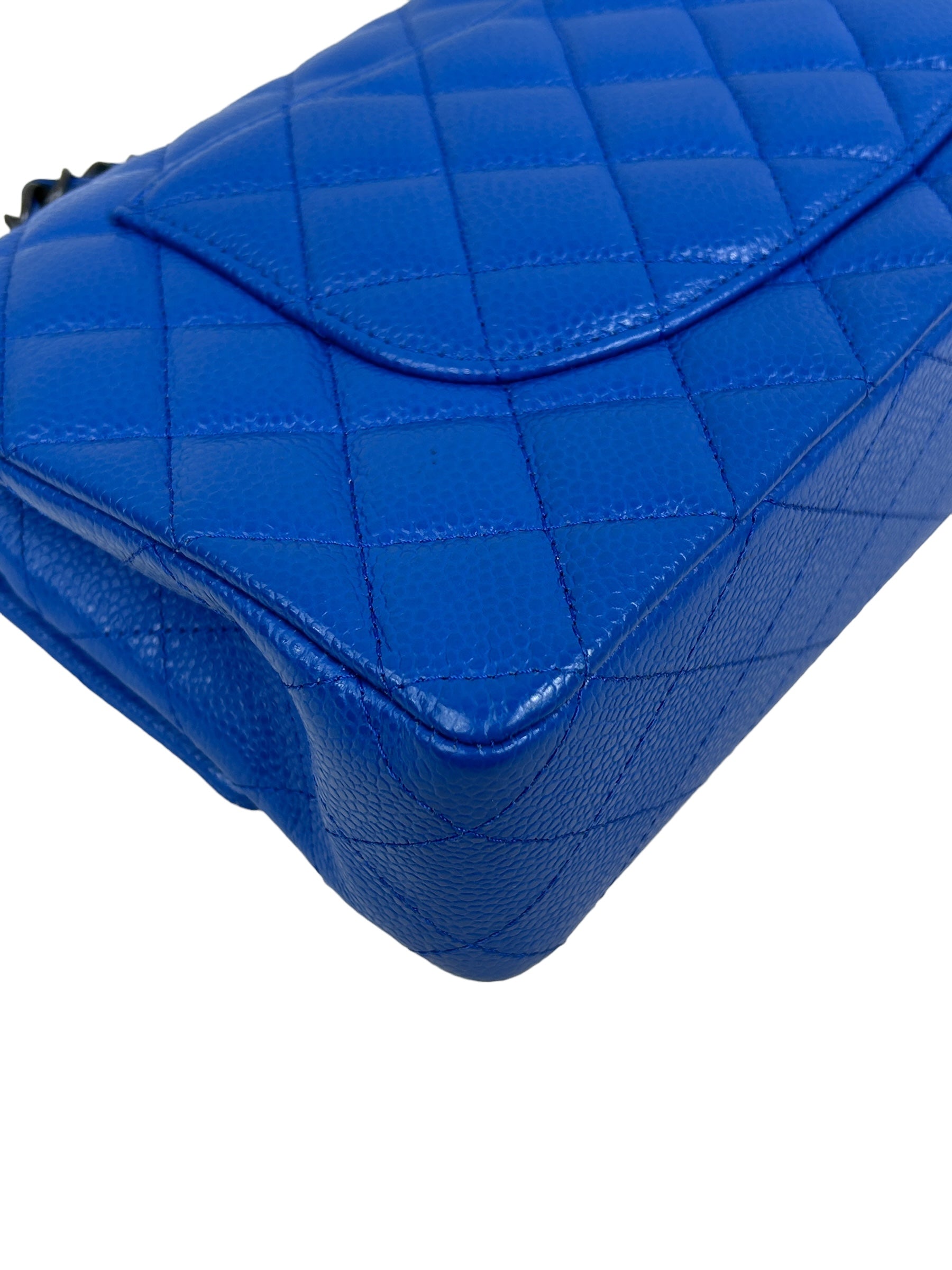 Cobalt Blue Caviar Medium Double Flap w/RHW