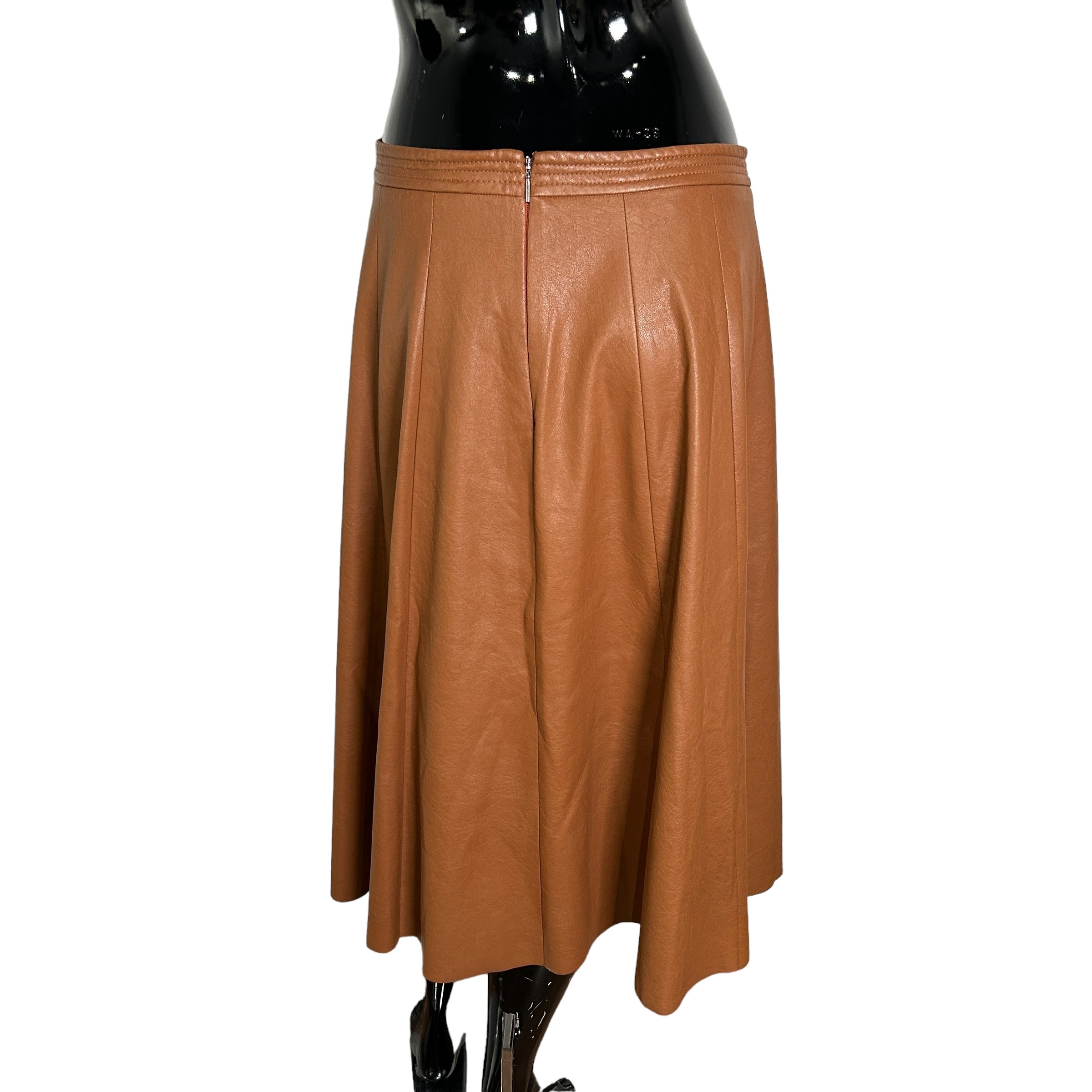 Brown Faux Leather Long Skirt