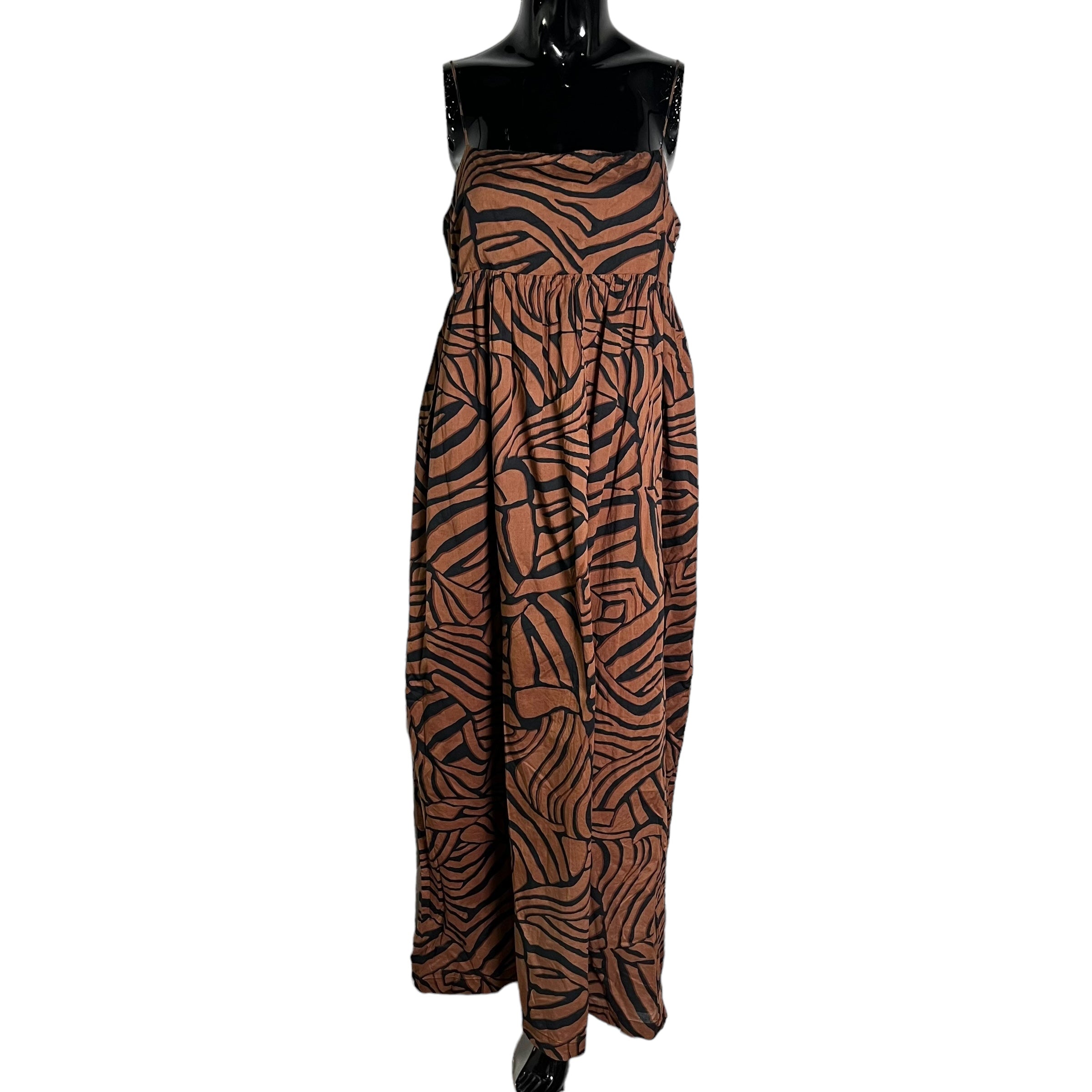 Brown/Black Pattern Tank Long Dress