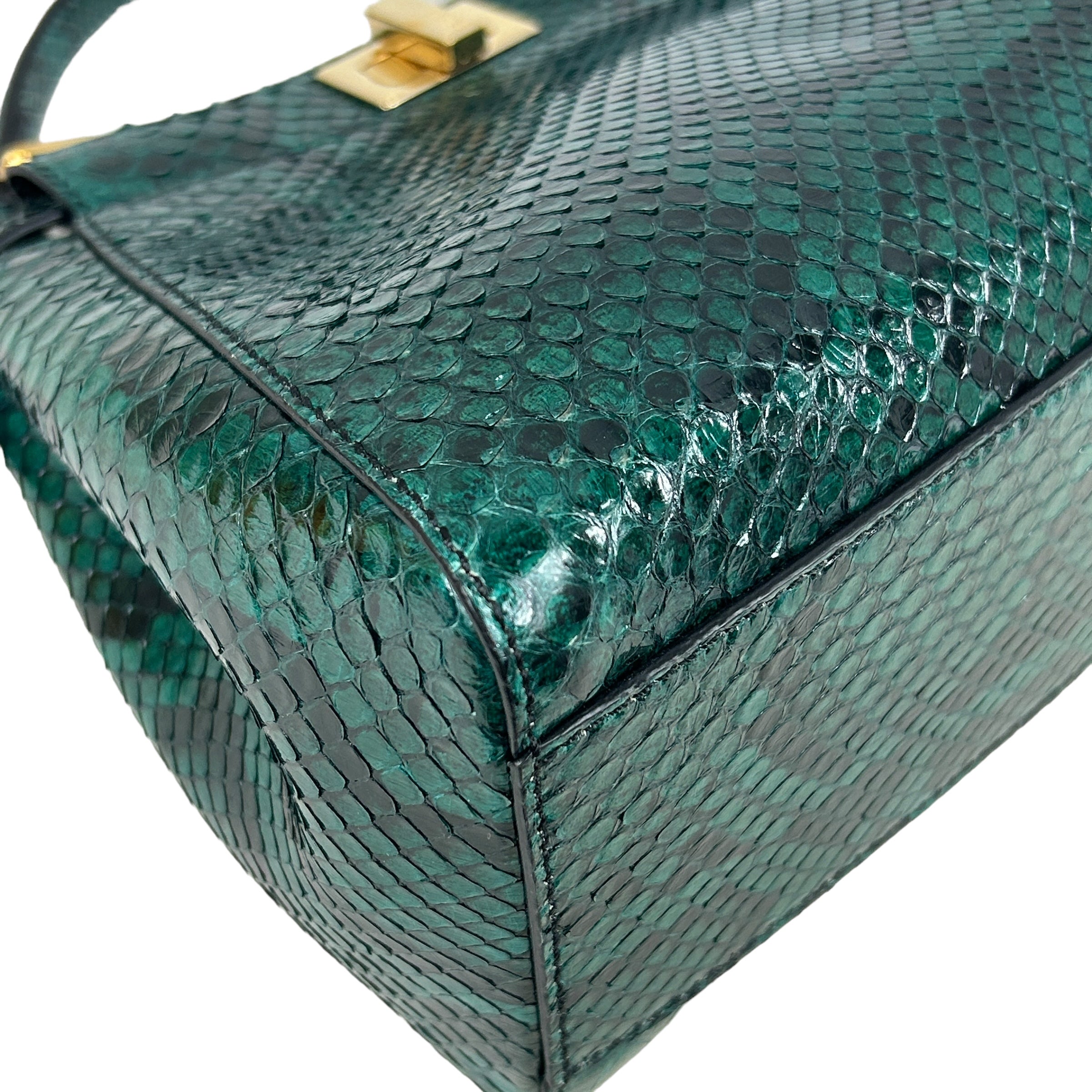 Emerald Green Python Mini Peekaboo Crossbody Bag w/GHW