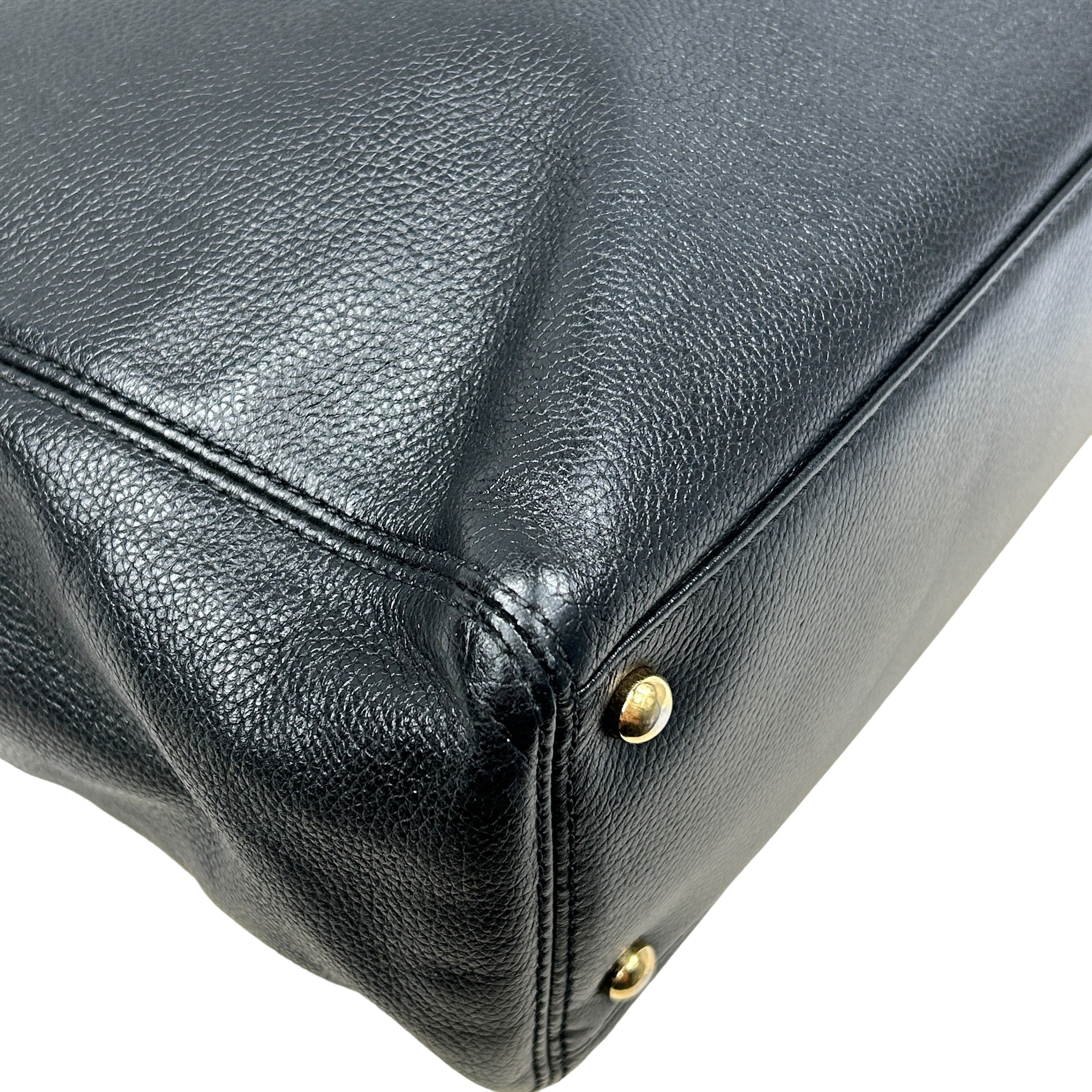 Black Grained Vintage Tote W/GHW