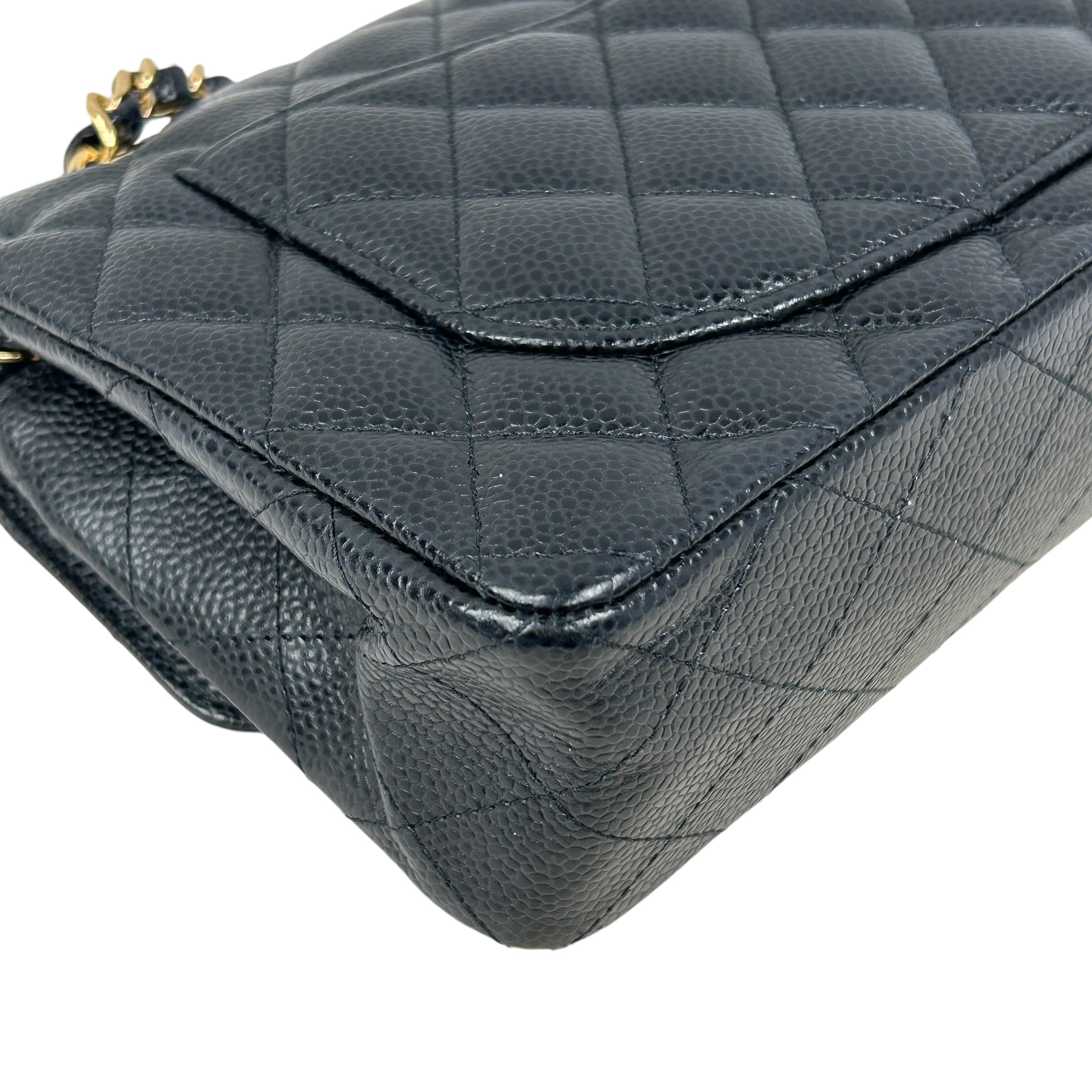 Black Caviar Quilted Small Double Flap Classic Flap w/GHW