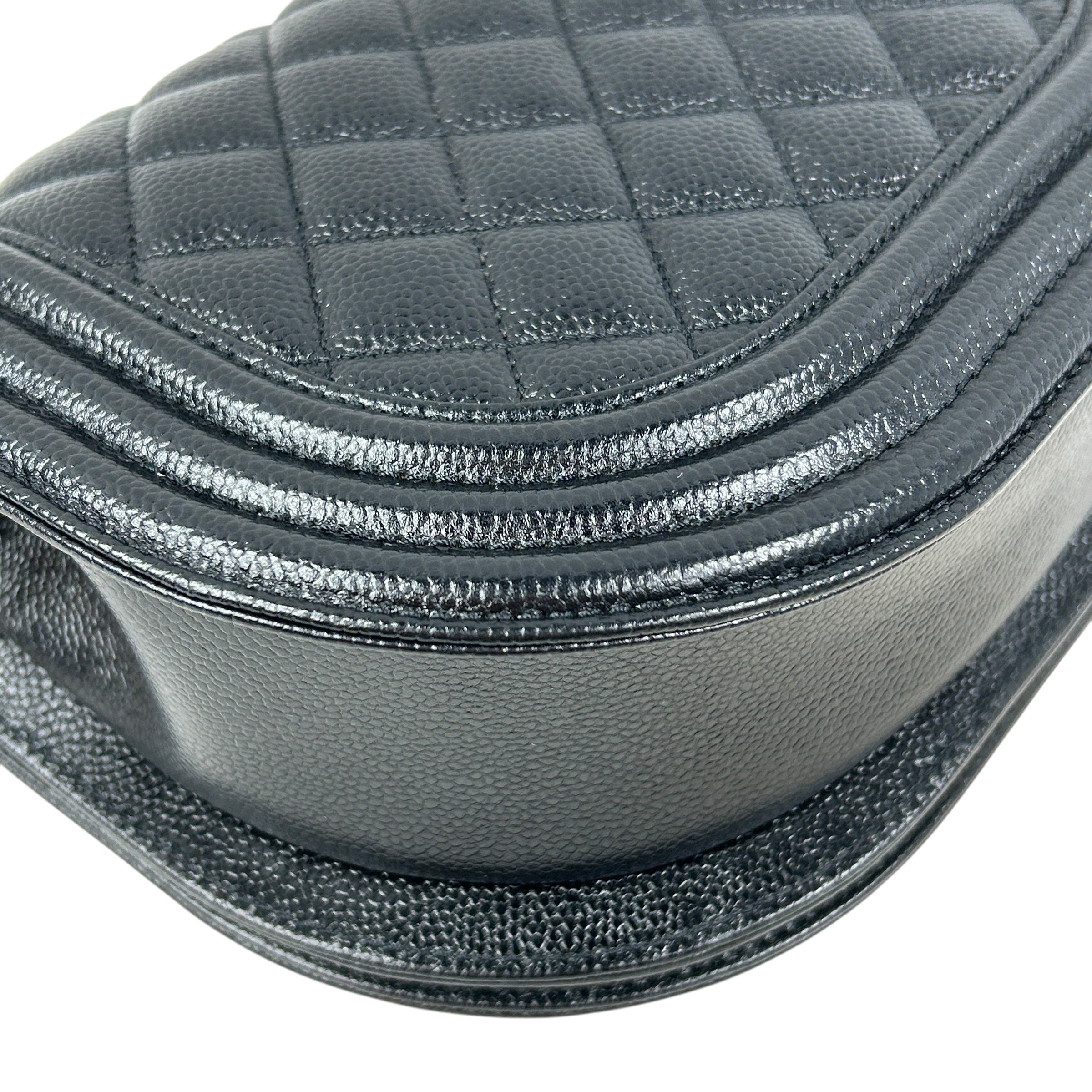 Black Caviar Curved Small Messenger Bag w/AGHW