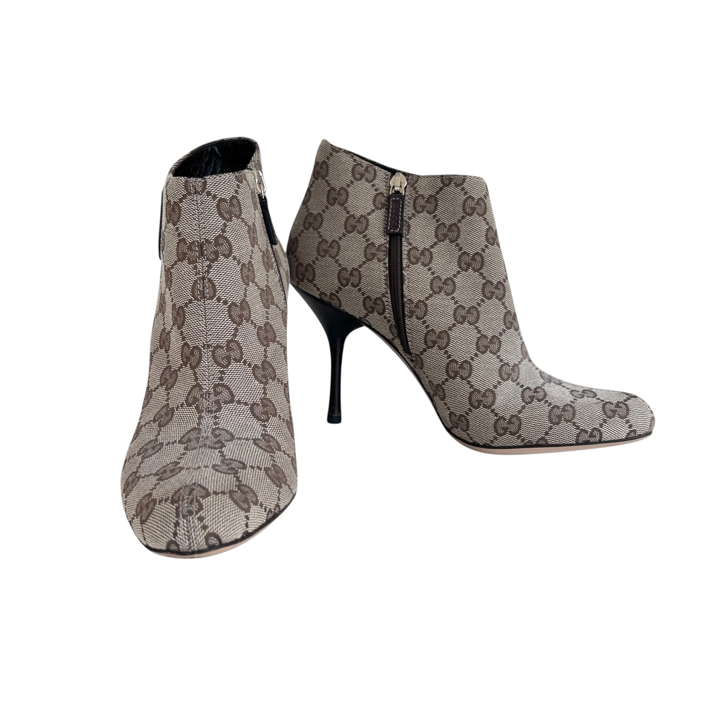 GG Monogram Canvas Stiletto Ankle Boots