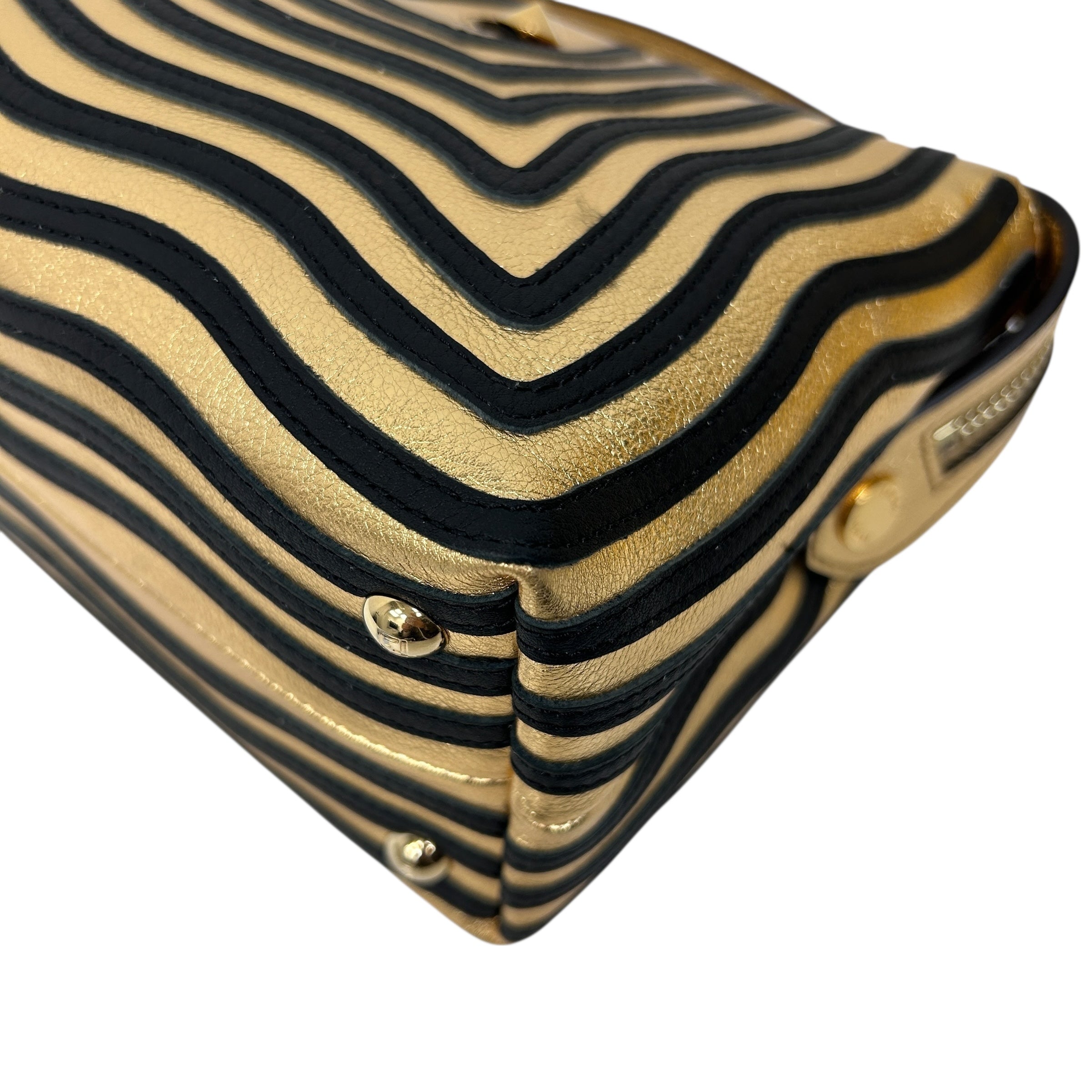 Gold Metallic Leather Hypnotic Dotcom Small Two-way Bag w/GHW