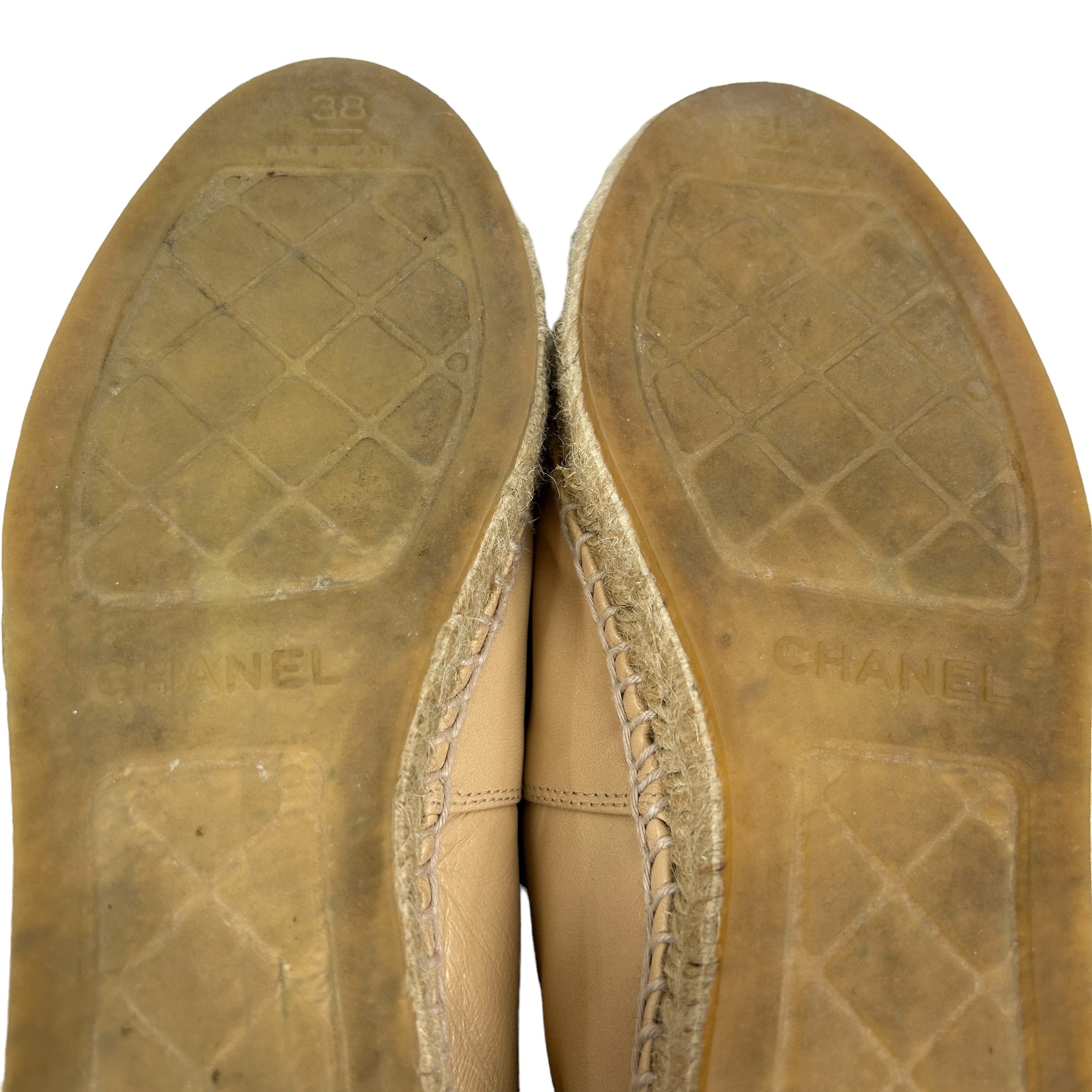 Two Tone Nude/Black Calfskin Leather Espadrilles