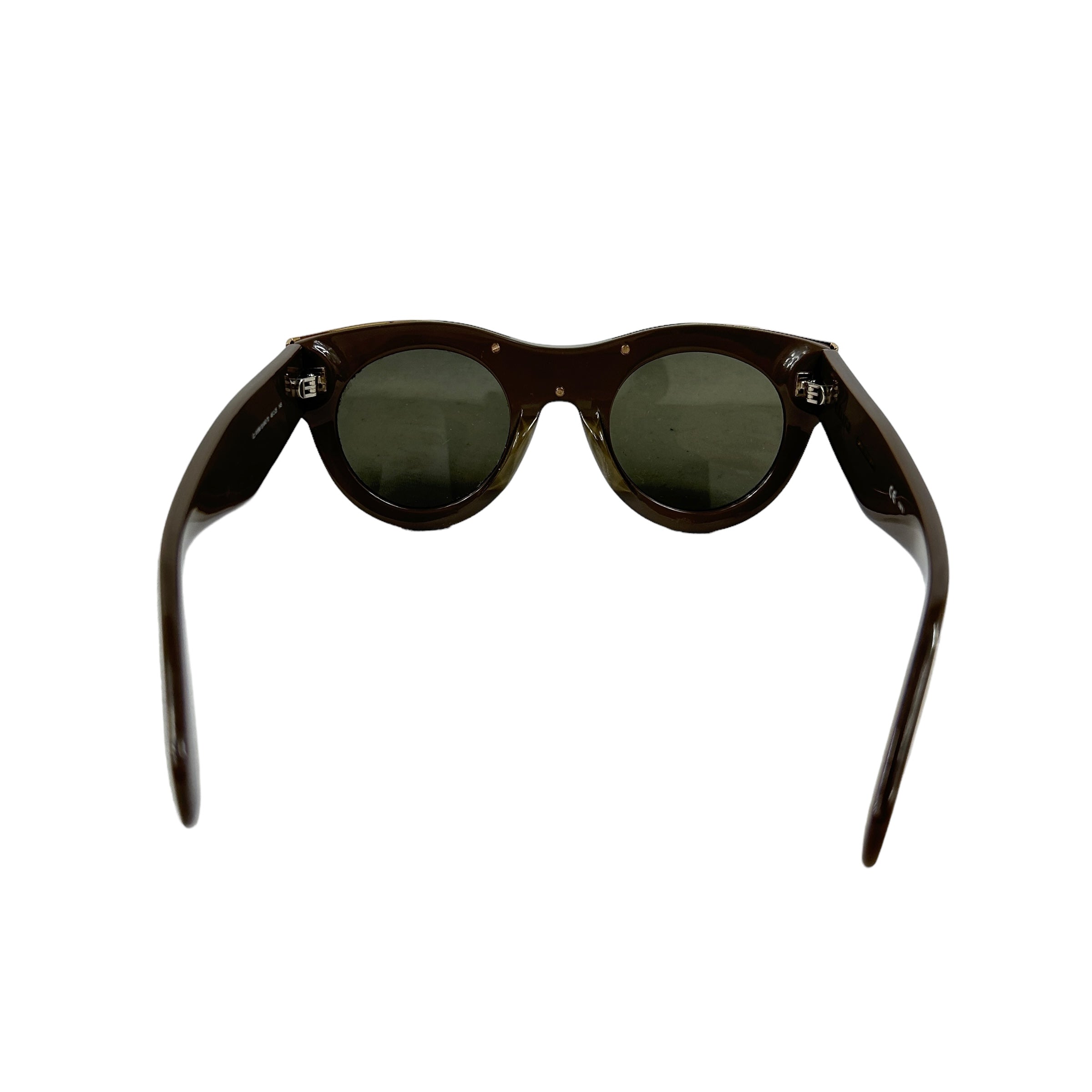 Khaki Round Thick Acetate Sunglasses