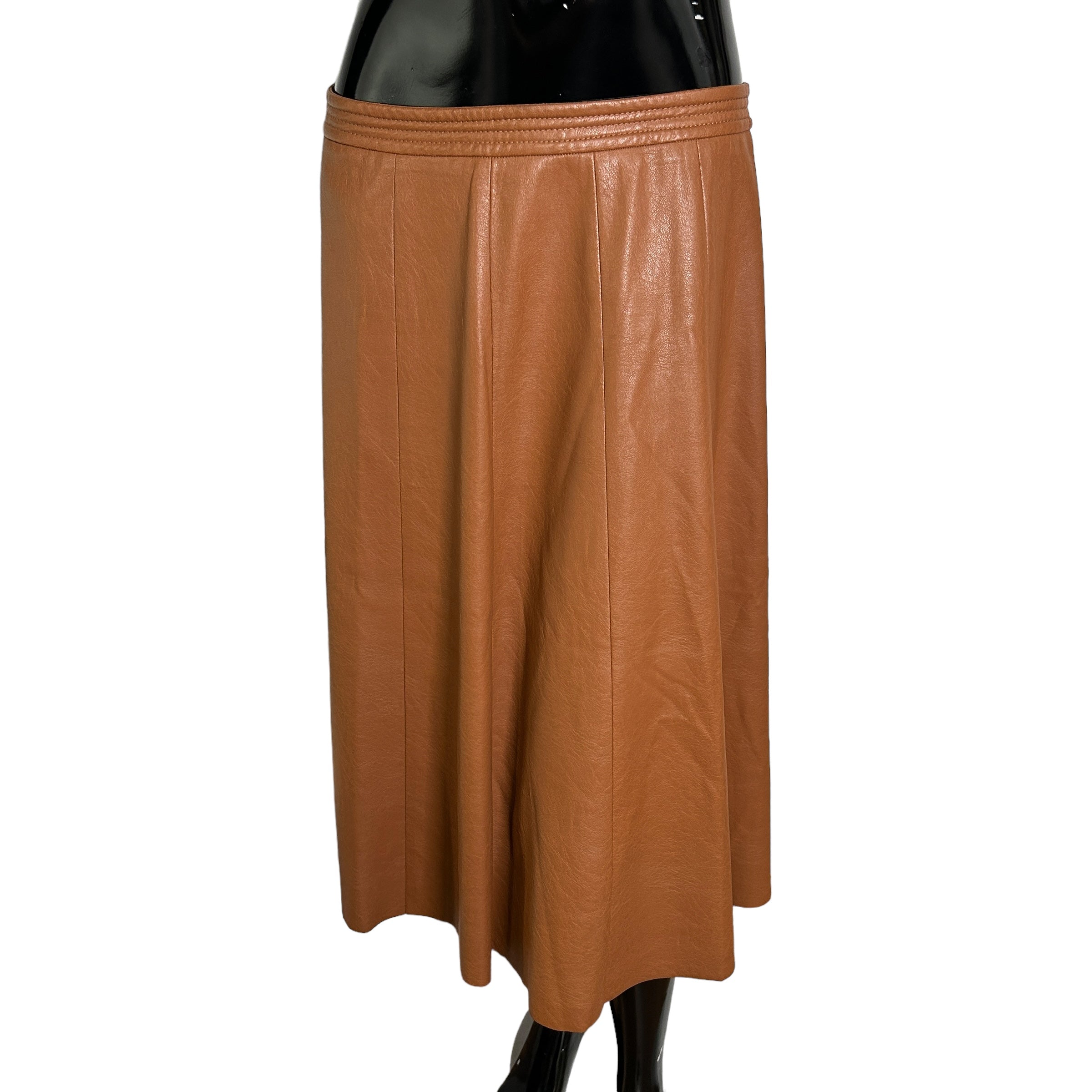 Brown Faux Leather Long Skirt