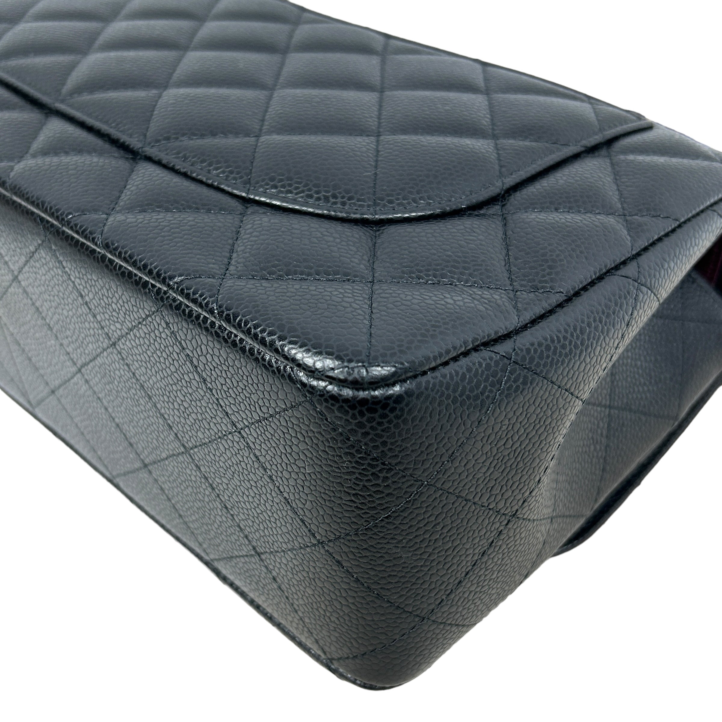 Black Caviar Double Flap Jumbo W/GHW