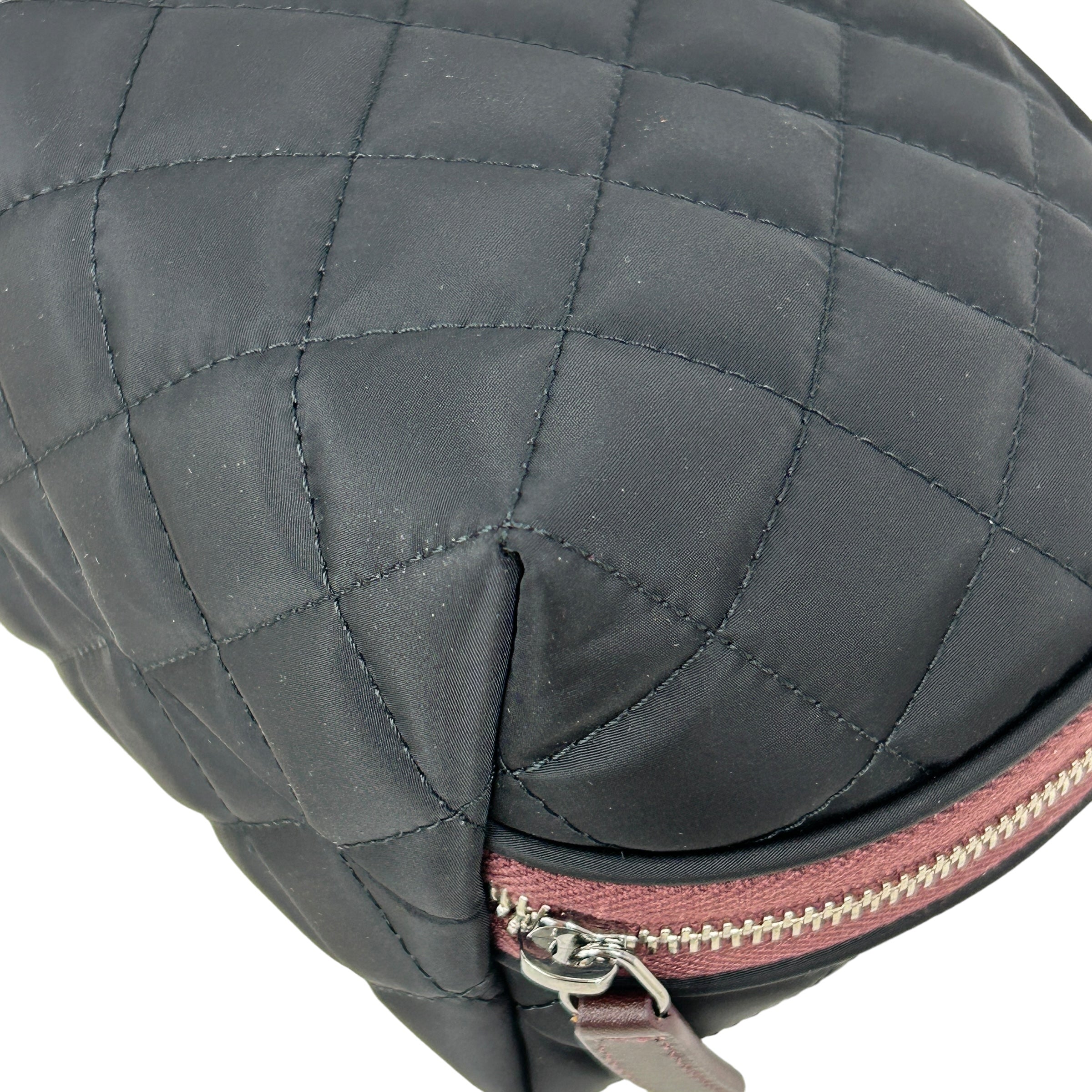 Black Nylon Quilted CC Cosmetic Pouch w/SHW