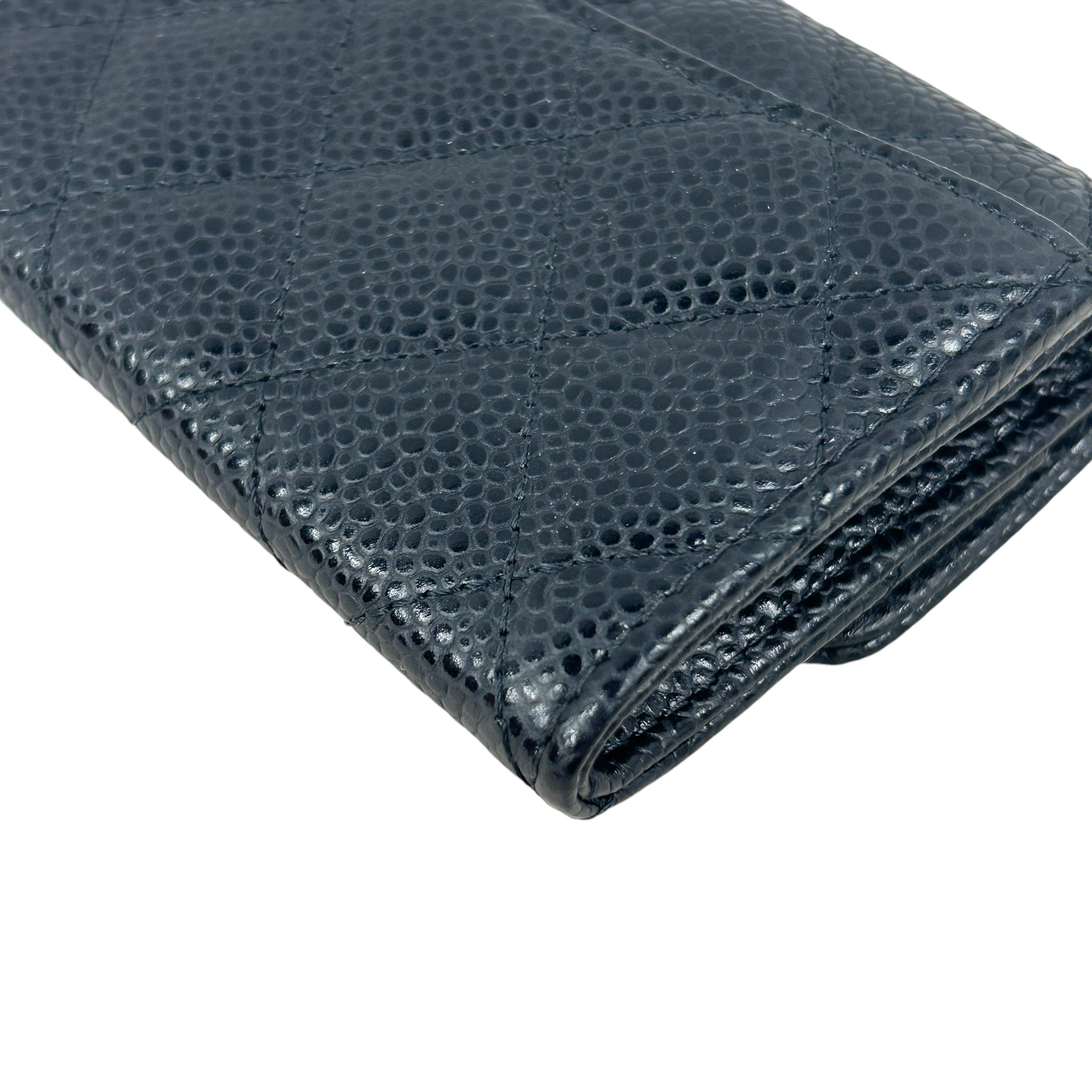 Black Caviar Quilted Cardholder w/SHW