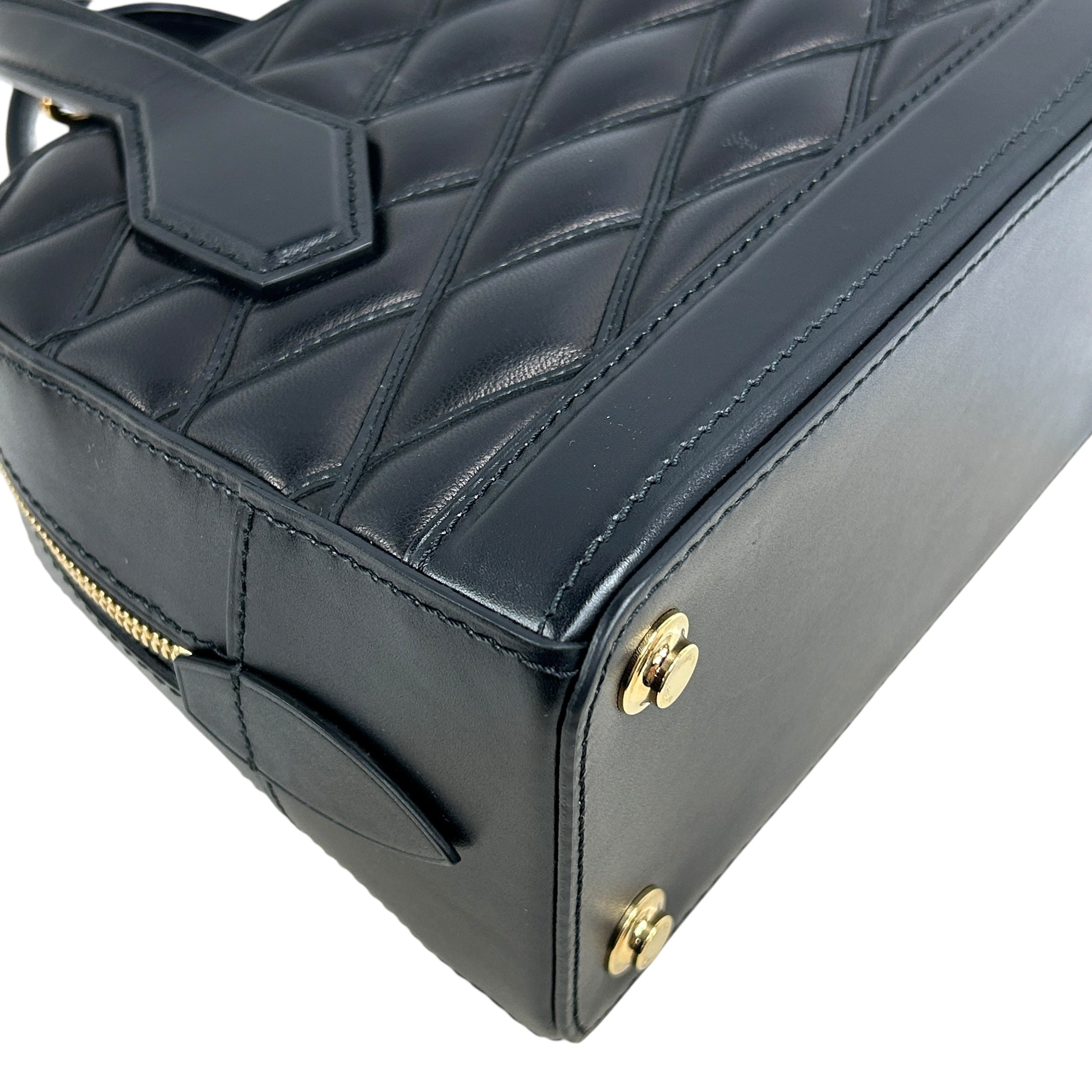 Black Lambskin Leather Malletage Dora BB Bag