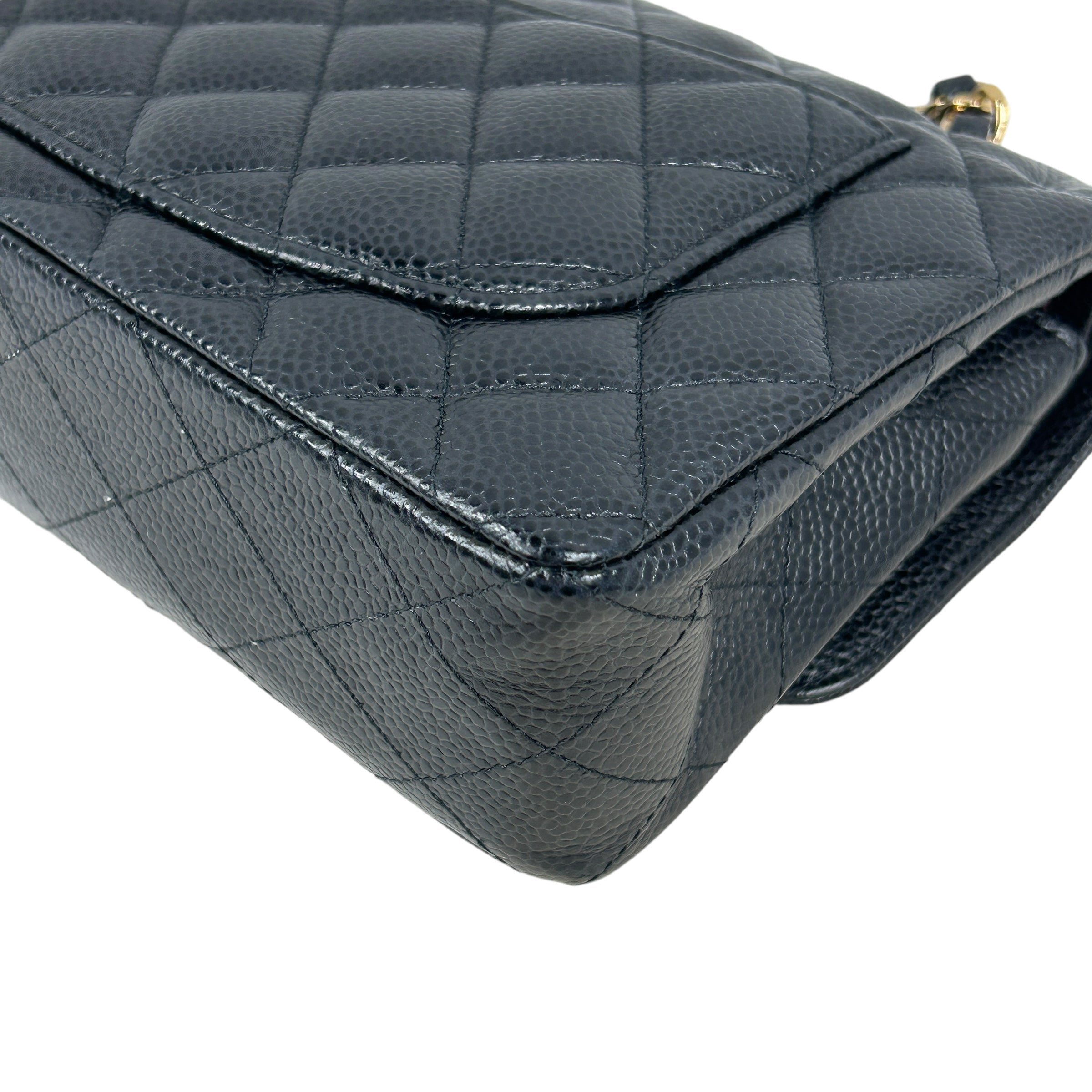 Black Caviar Quilted Small Double Flap Classic Flap w/GHW