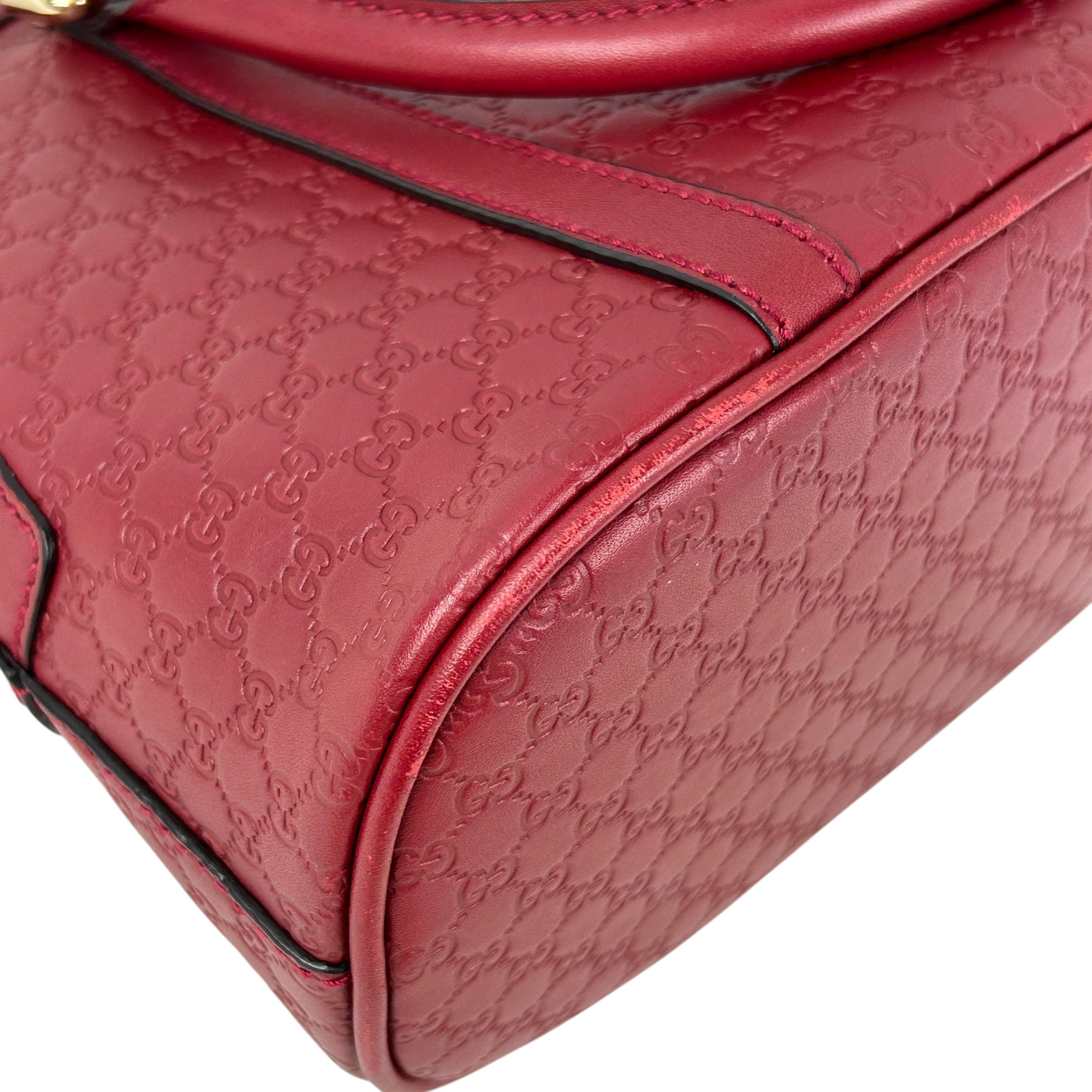 Micro Mini Red Monogram GG Guccissima Leather Dome Top Handle Bag w/ GHW