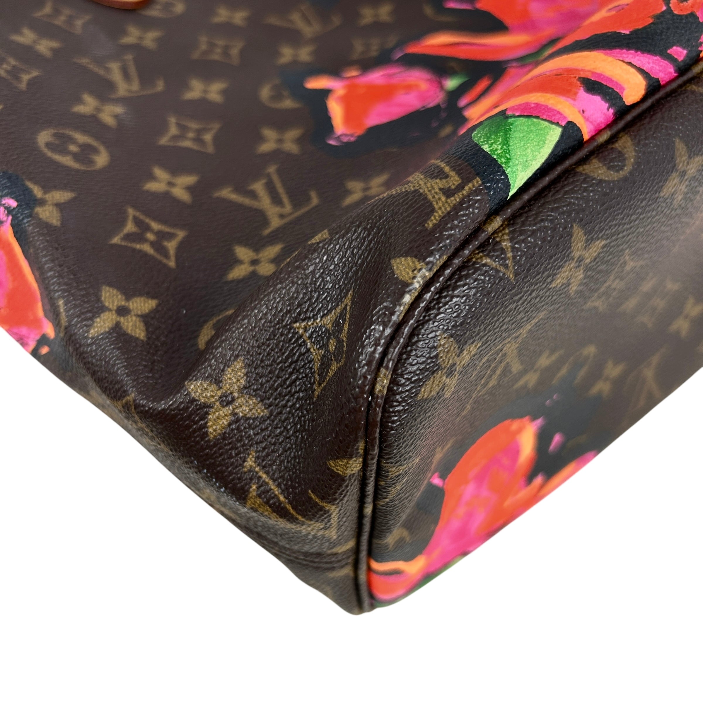 Limited Edition Monogram Coated Canvas Roses Neverfull MM w/GHW