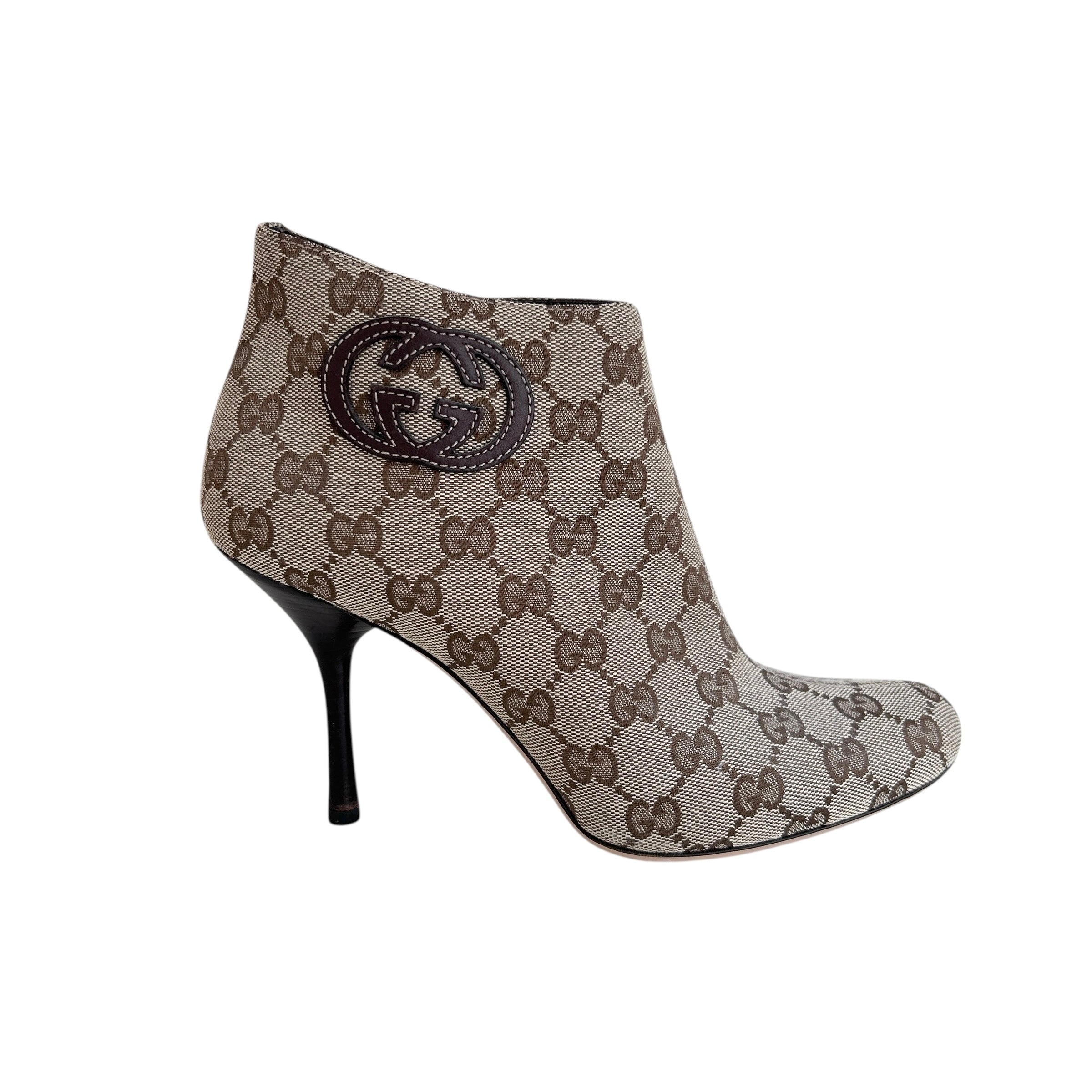 GG Monogram Canvas Stiletto Ankle Boots