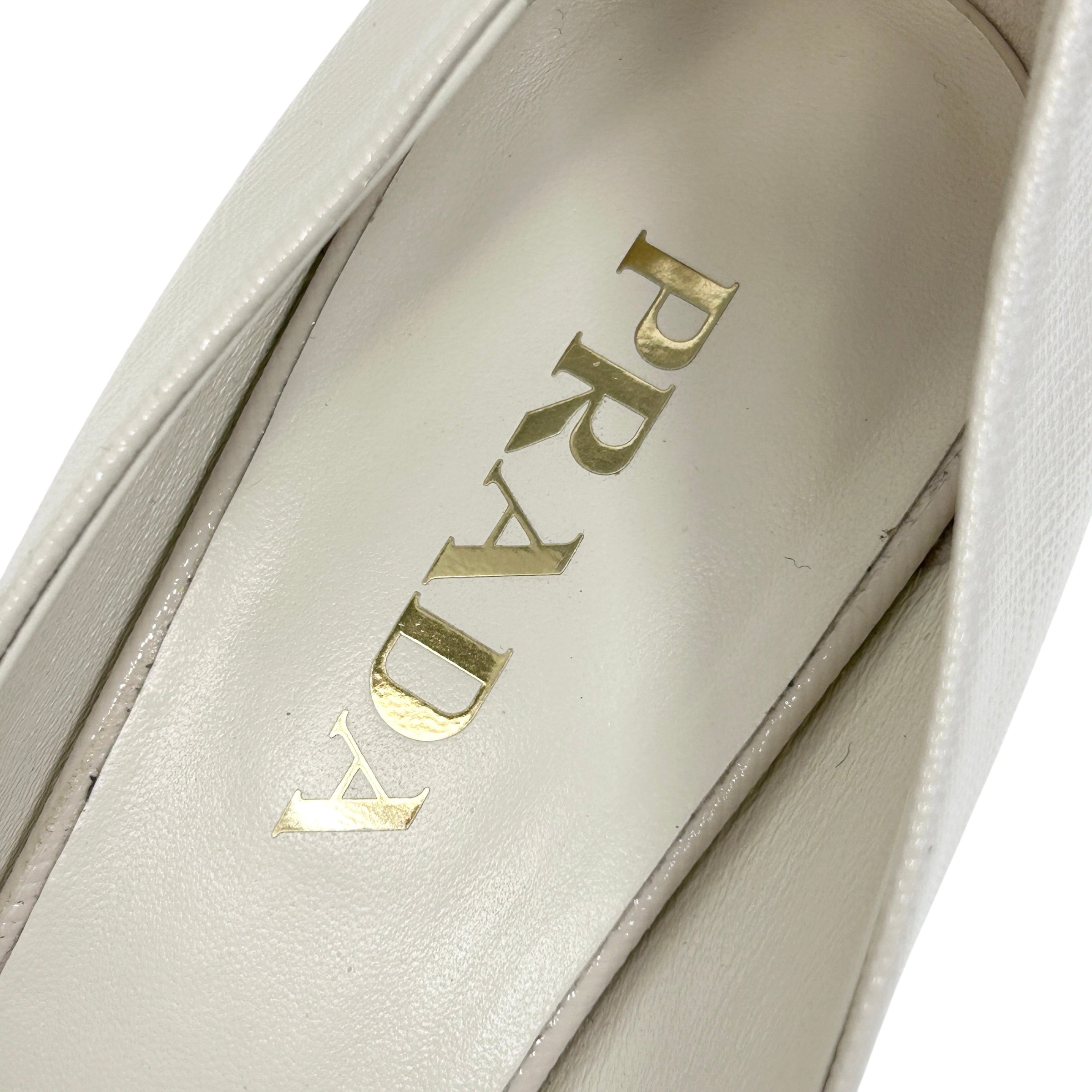 Cream Saffiano Pointed Toe Pumps