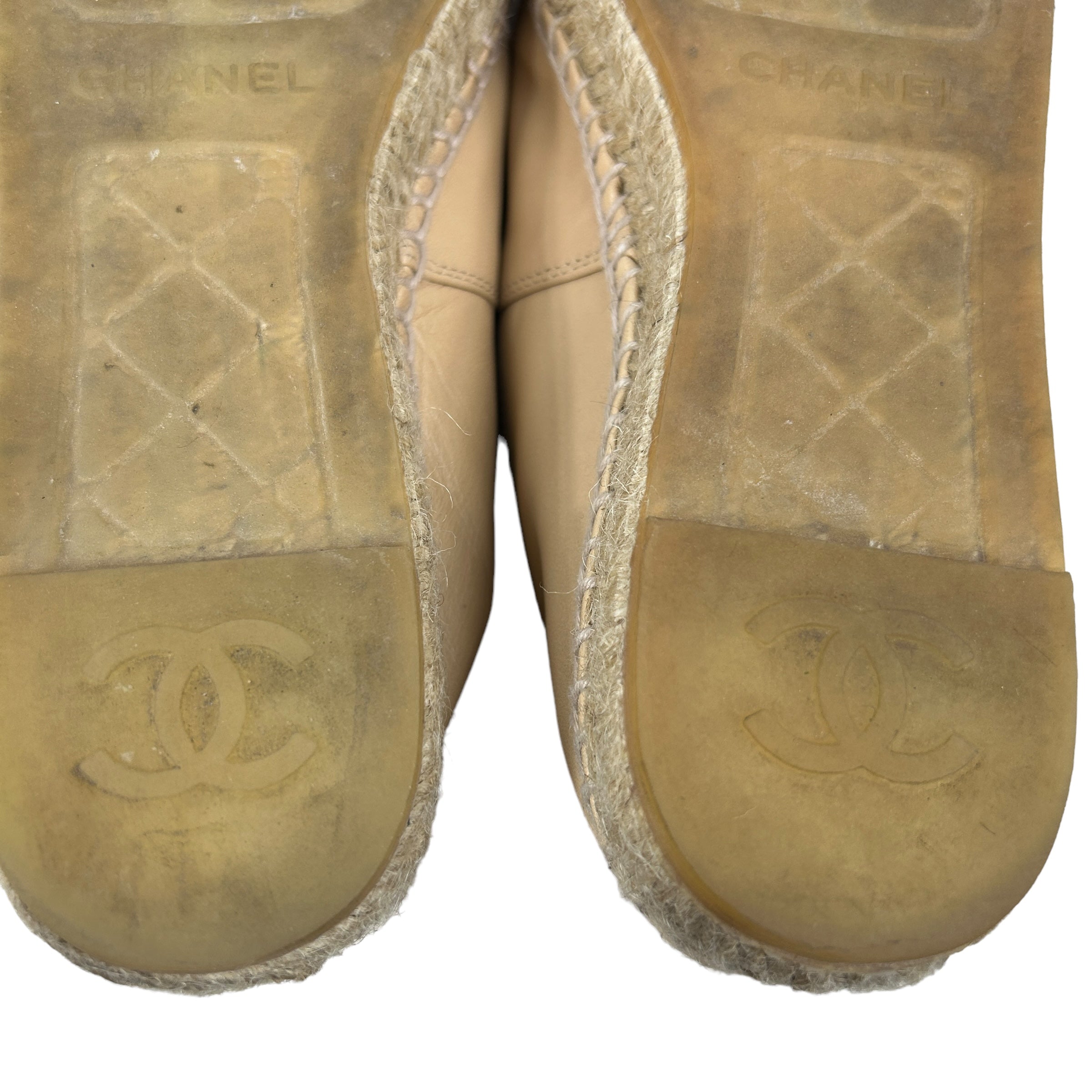 Two Tone Nude/Black Calfskin Leather Espadrilles