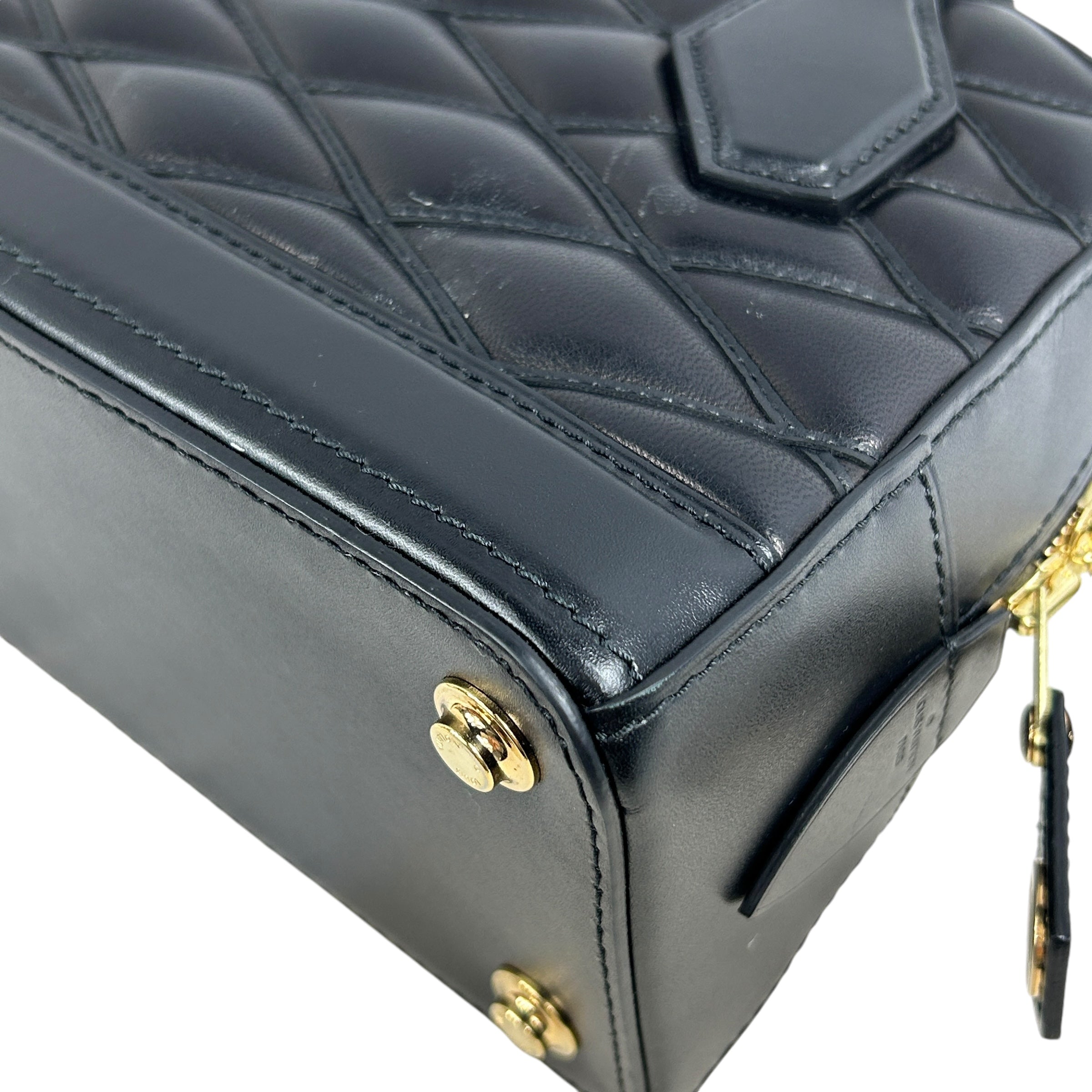 Black Lambskin Leather Malletage Dora BB Bag