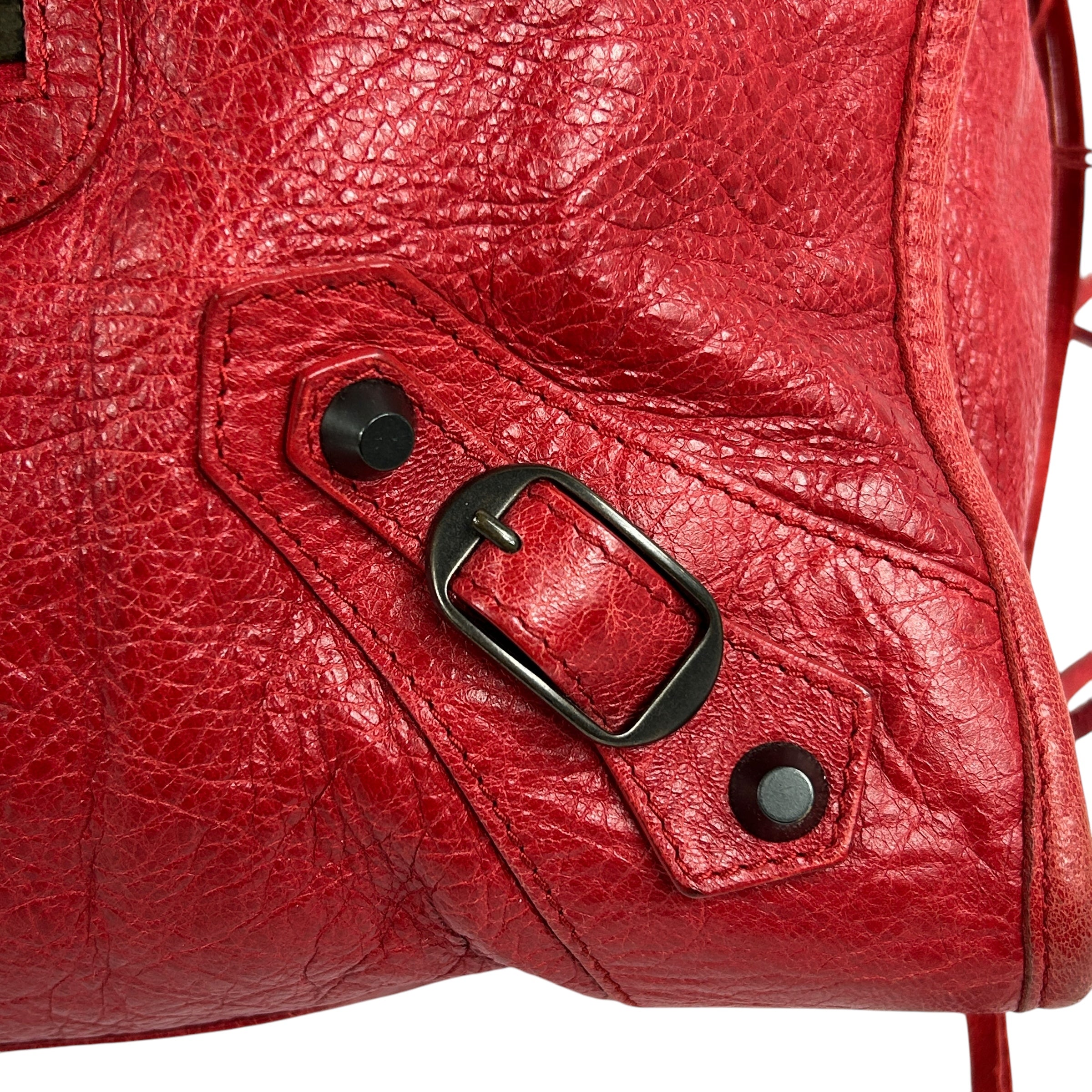 Red Lambskin Leather Motorcycle City Bag w/ABHW