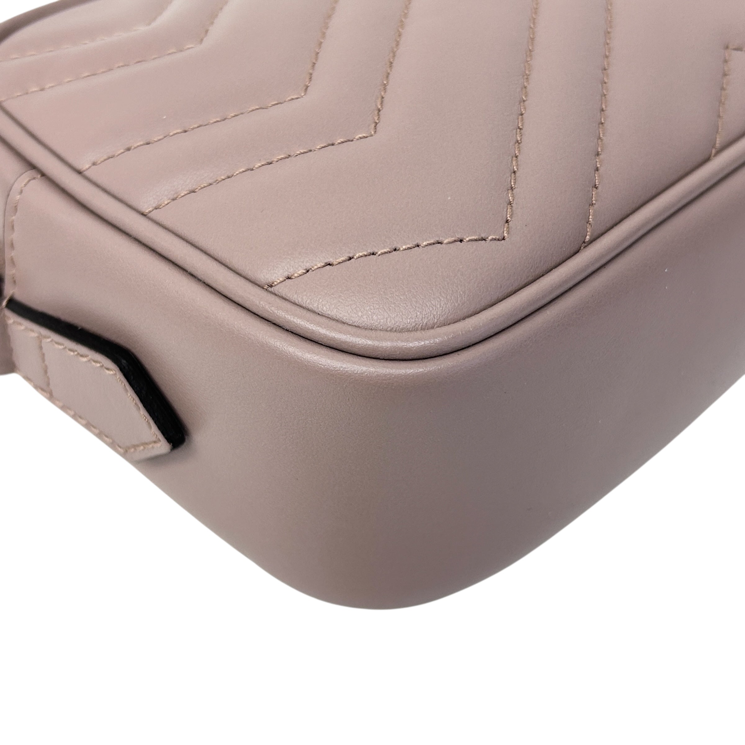 Taupe Quilted Leather Marmont Mini Camera Bag w/GHW