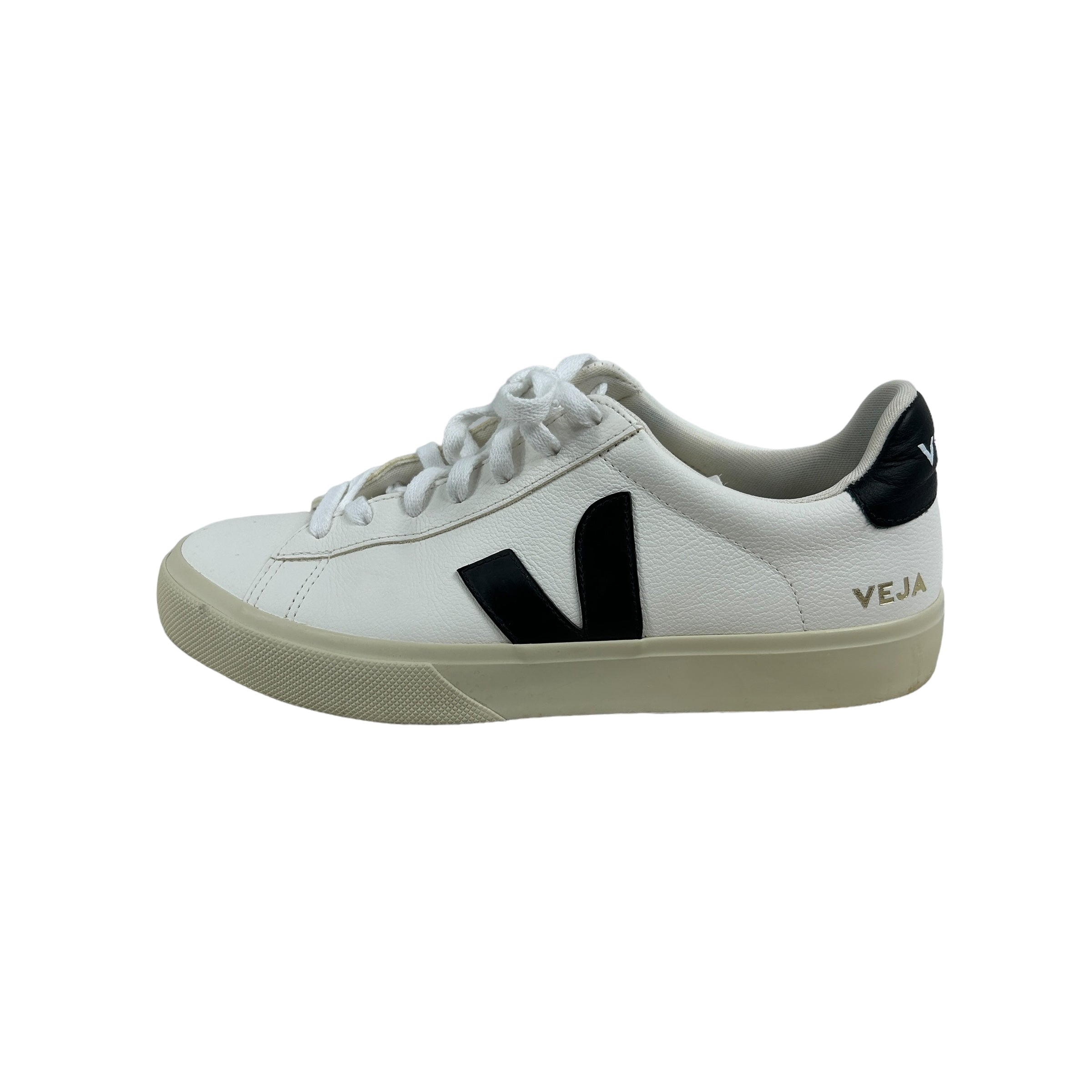 White/Black Grained Leather Sneakers