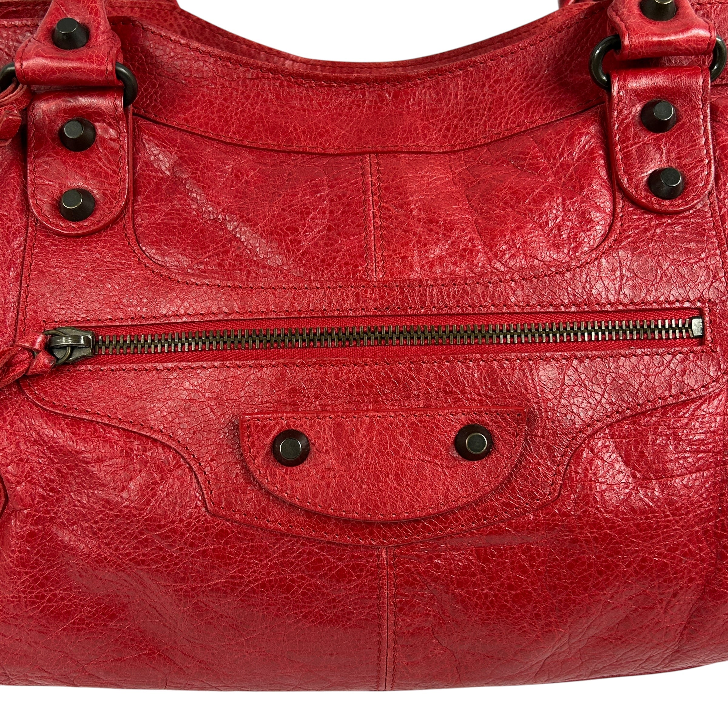 Red Lambskin Leather Motorcycle City Bag w/ABHW