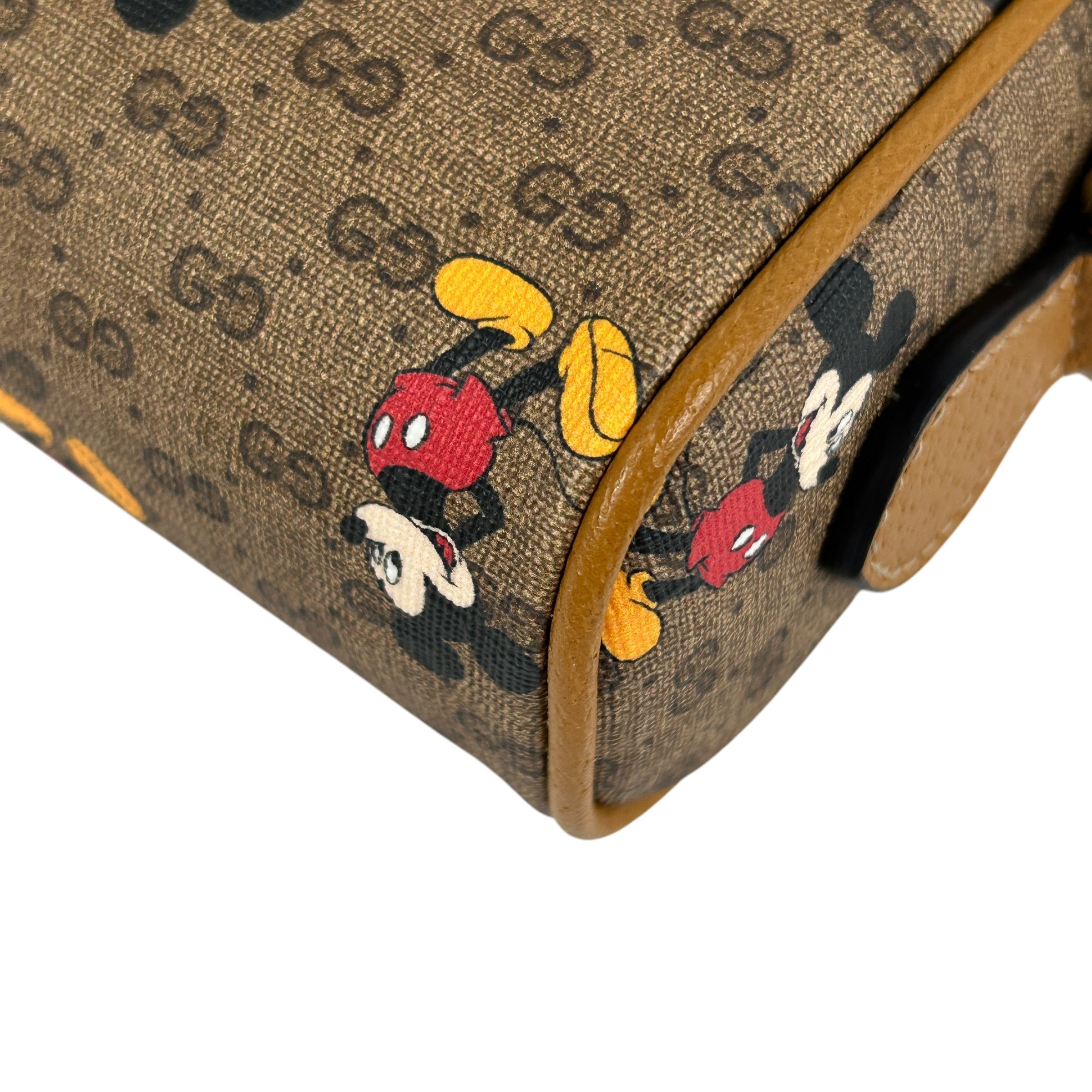 Gucci X Disney Brown GG Coated Canvas Mickey Mouse Mini Crossbody Bag