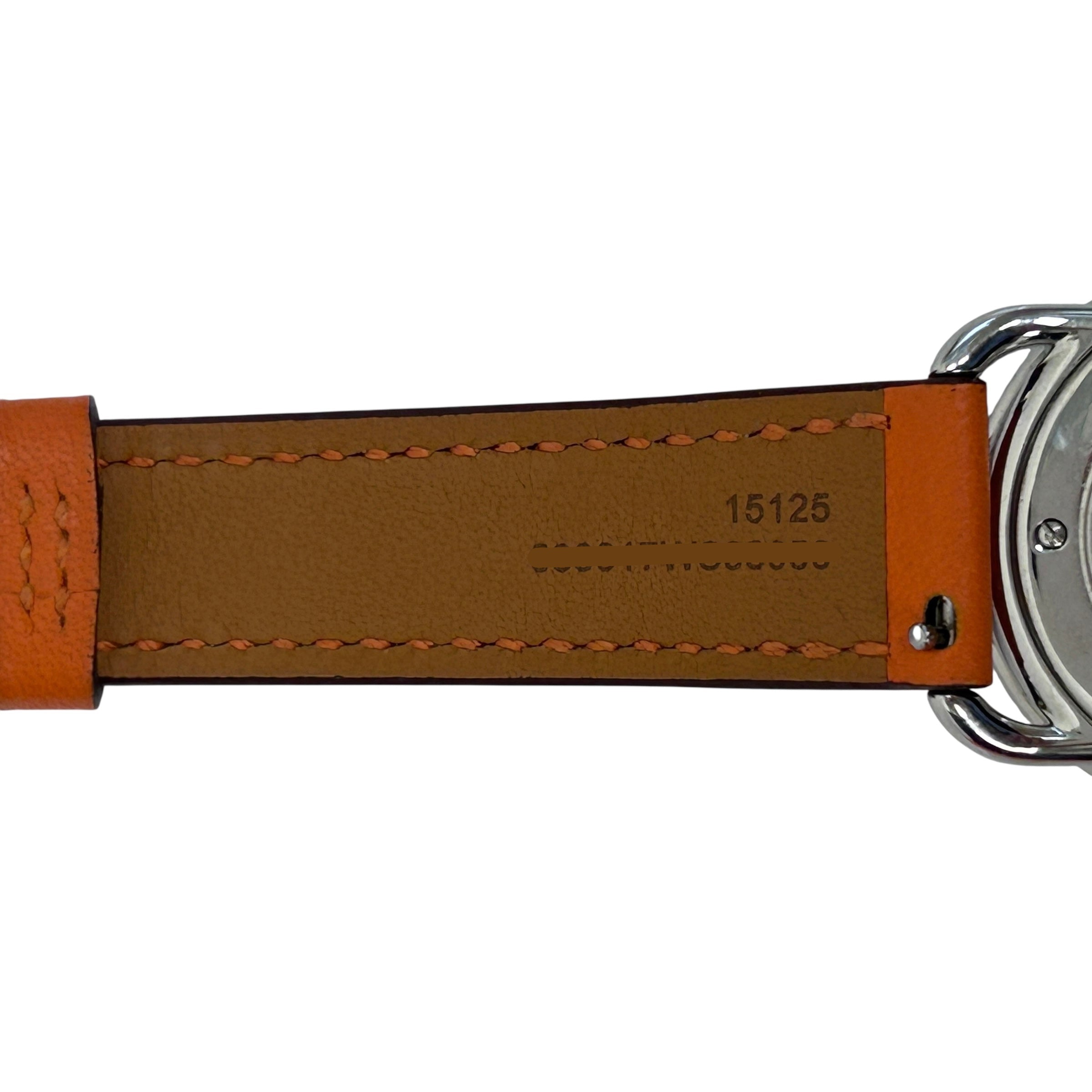 Orange Leather Strap Arceau Stainless Steel Watch