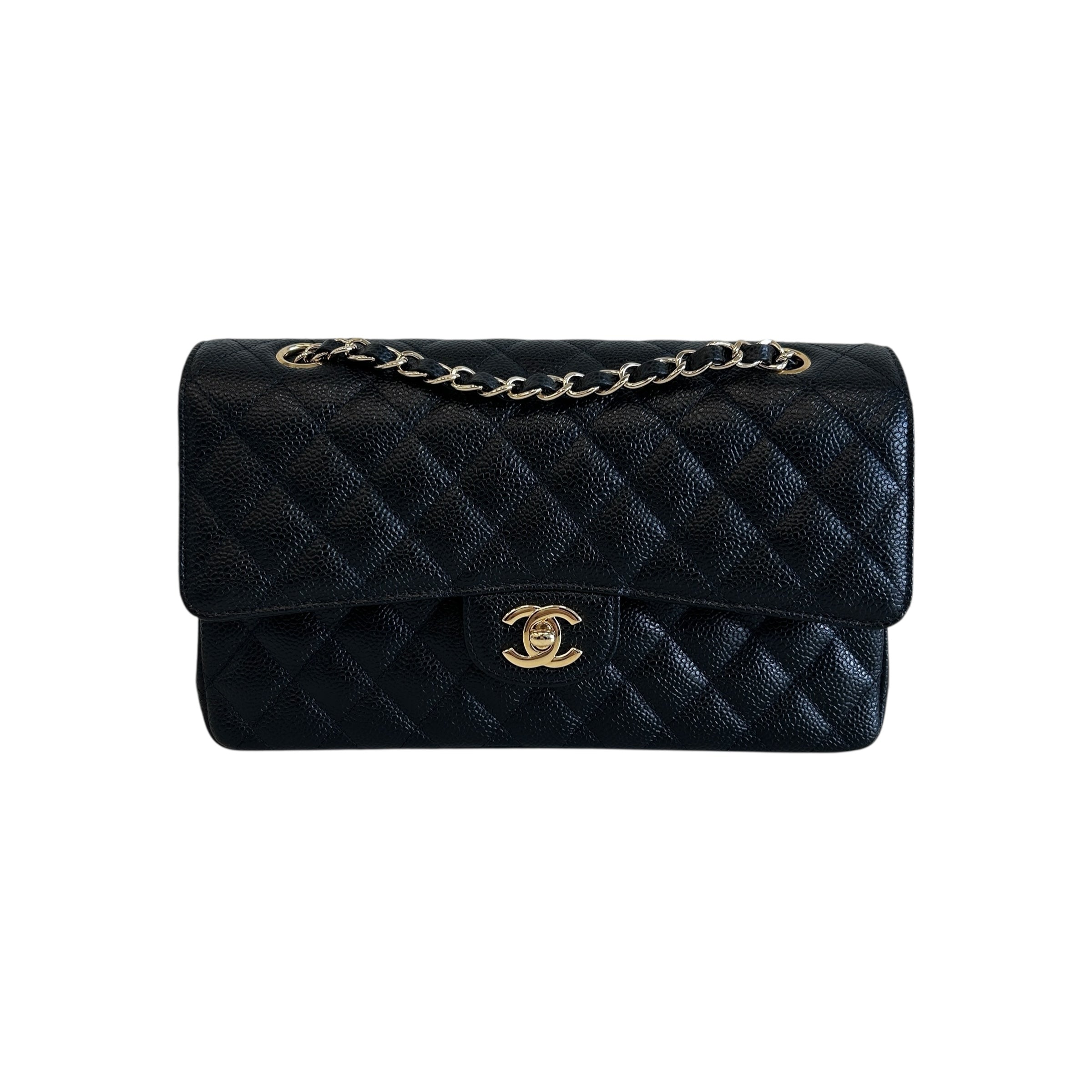 Black Caviar Classic Medium Double Flap Bag w/GHW