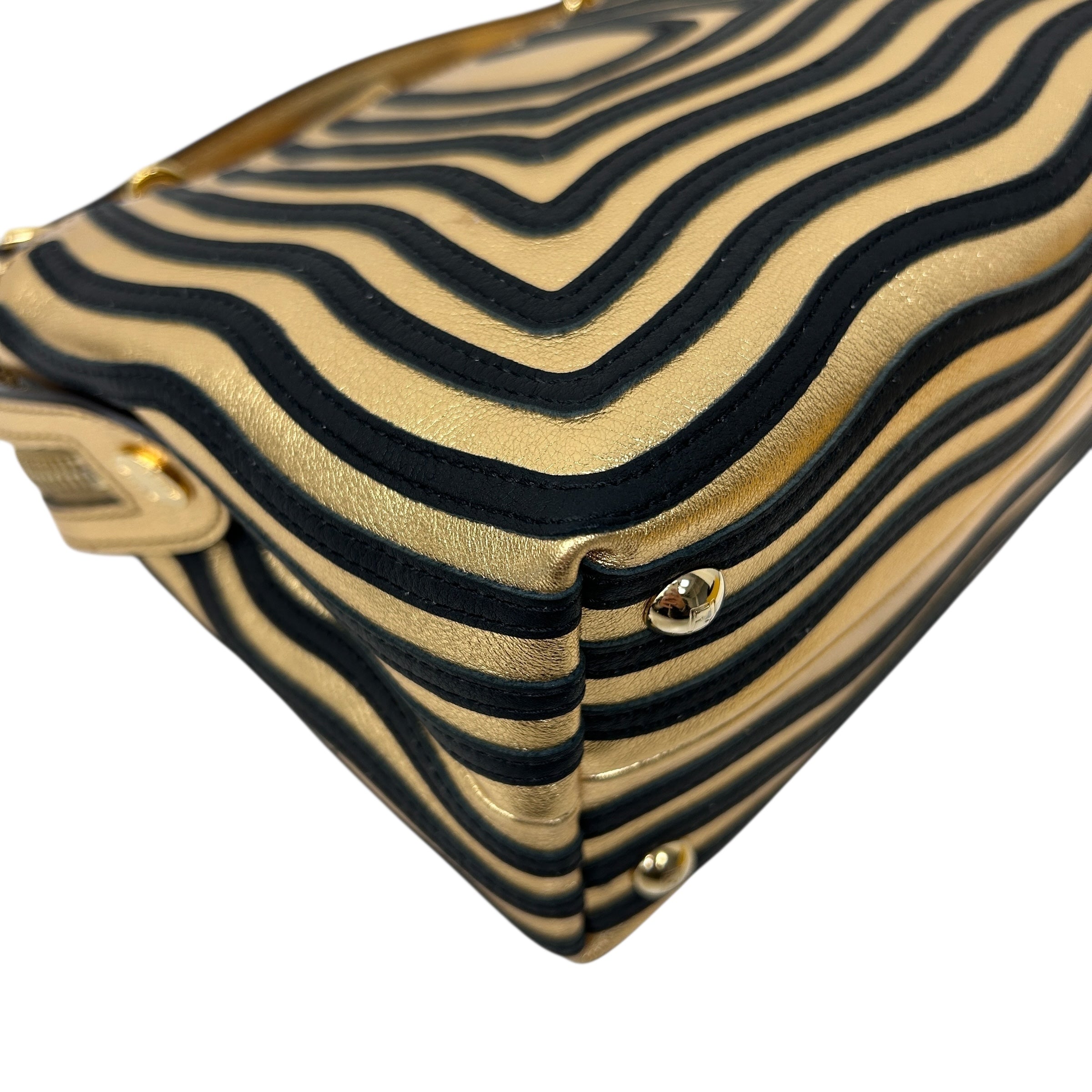 Gold Metallic Leather Hypnotic Dotcom Small Two-way Bag w/GHW