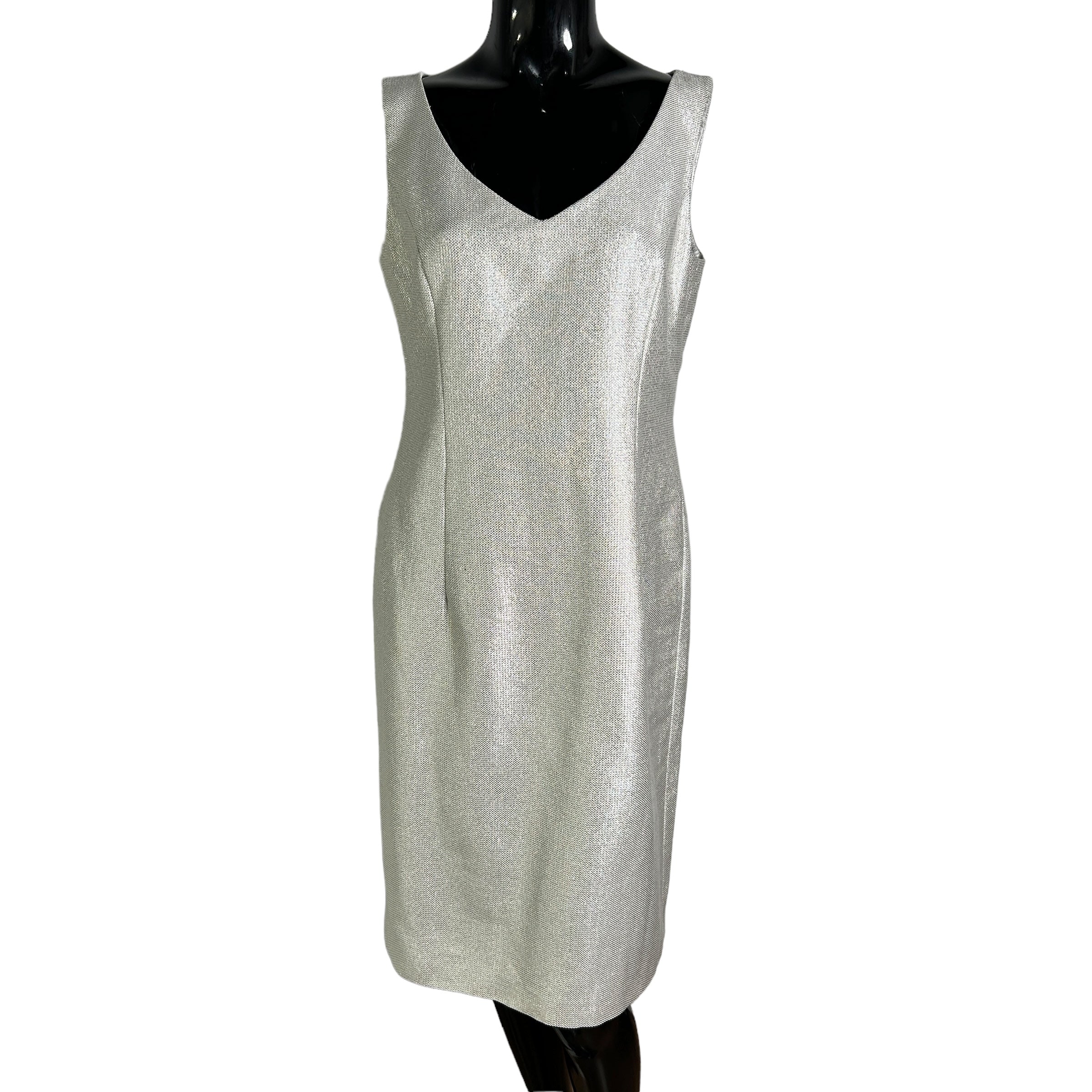 ESCADA Metallic Silver Kleid V Dress