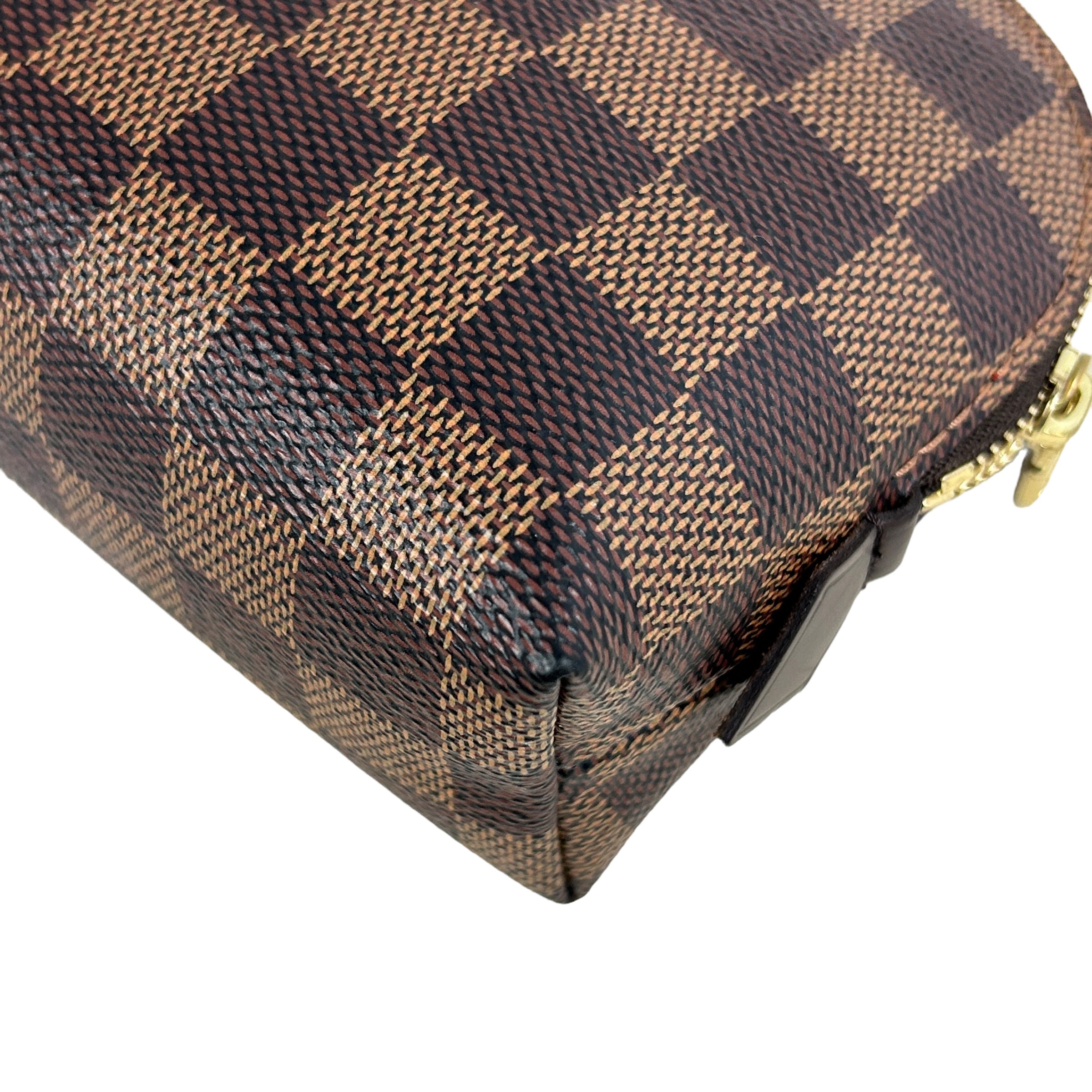 Damier Ebene Coated Canvas Cosmetic Pouch w/GHW