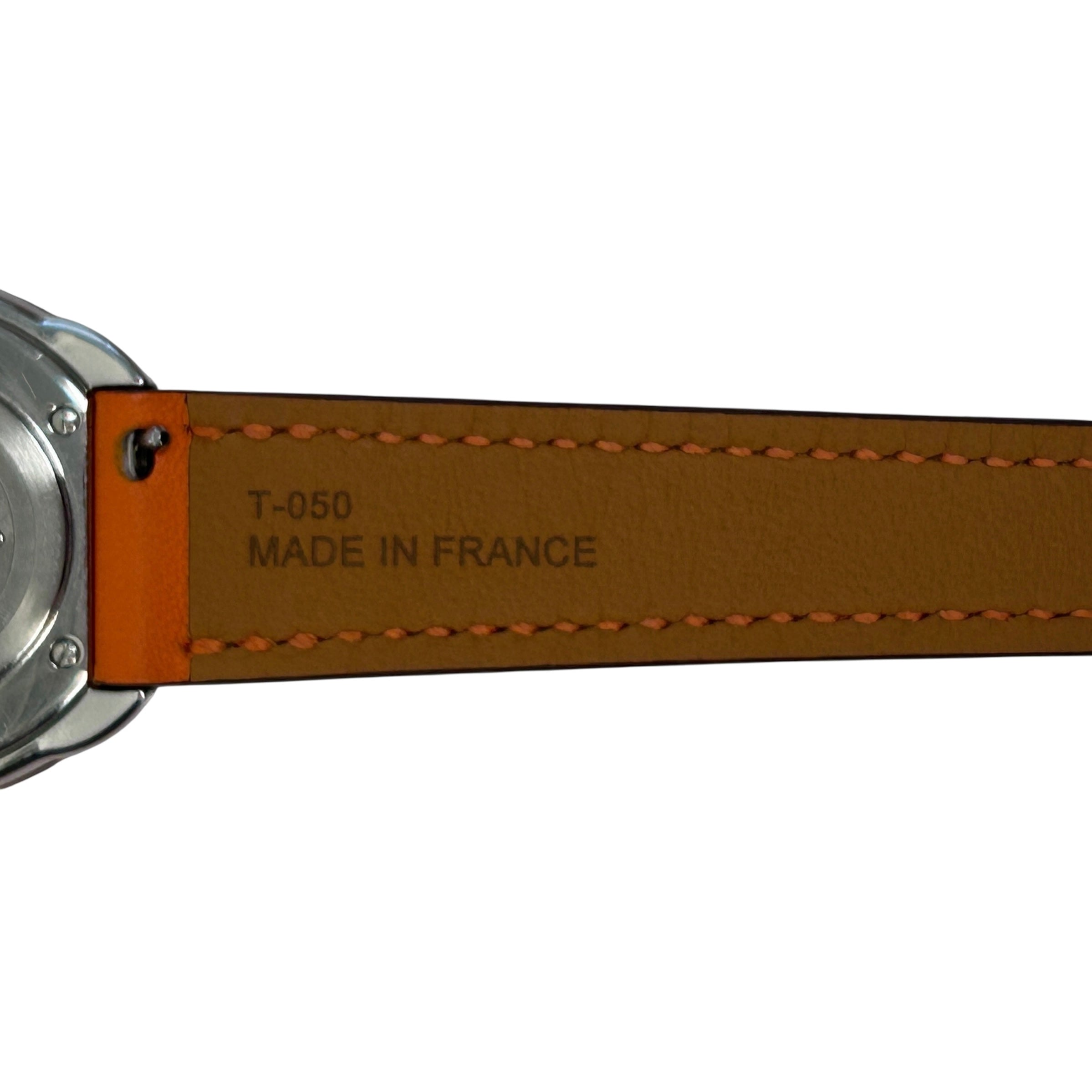 Orange Leather Strap Arceau Stainless Steel Watch