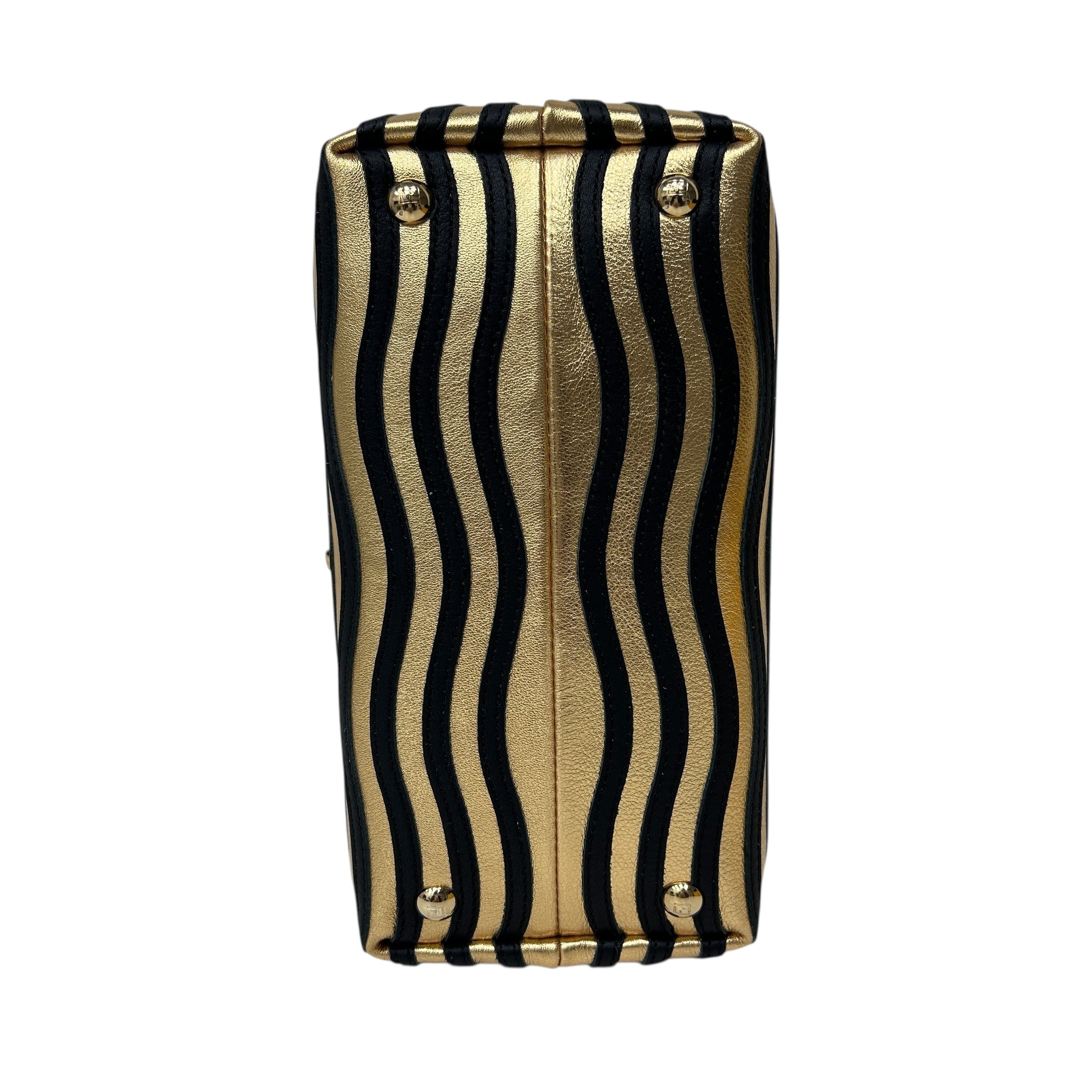 Gold Metallic Leather Hypnotic Dotcom Small Two-way Bag w/GHW