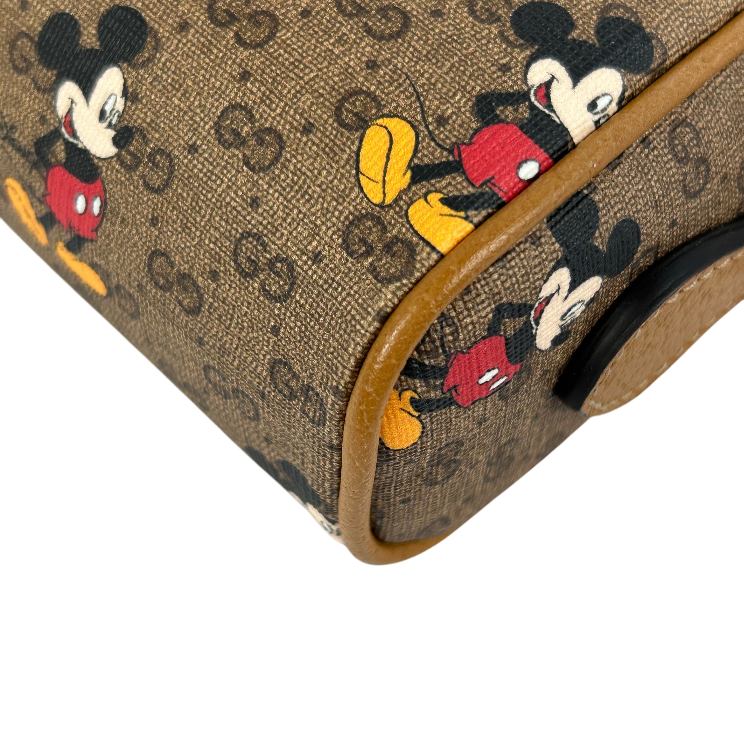 Gucci X Disney Brown GG Coated Canvas Mickey Mouse Mini Crossbody Bag