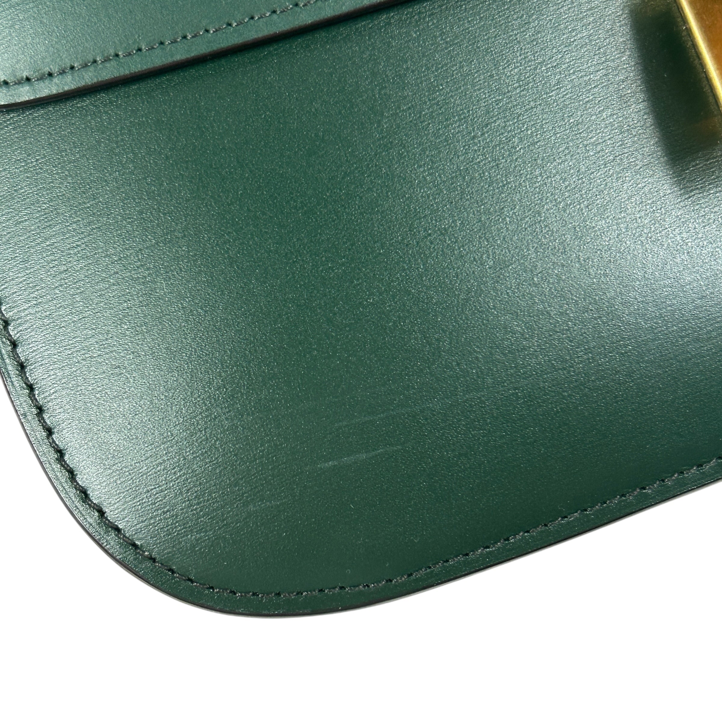 Dark Green Medium Classic Calf Box Bag w/AGHW