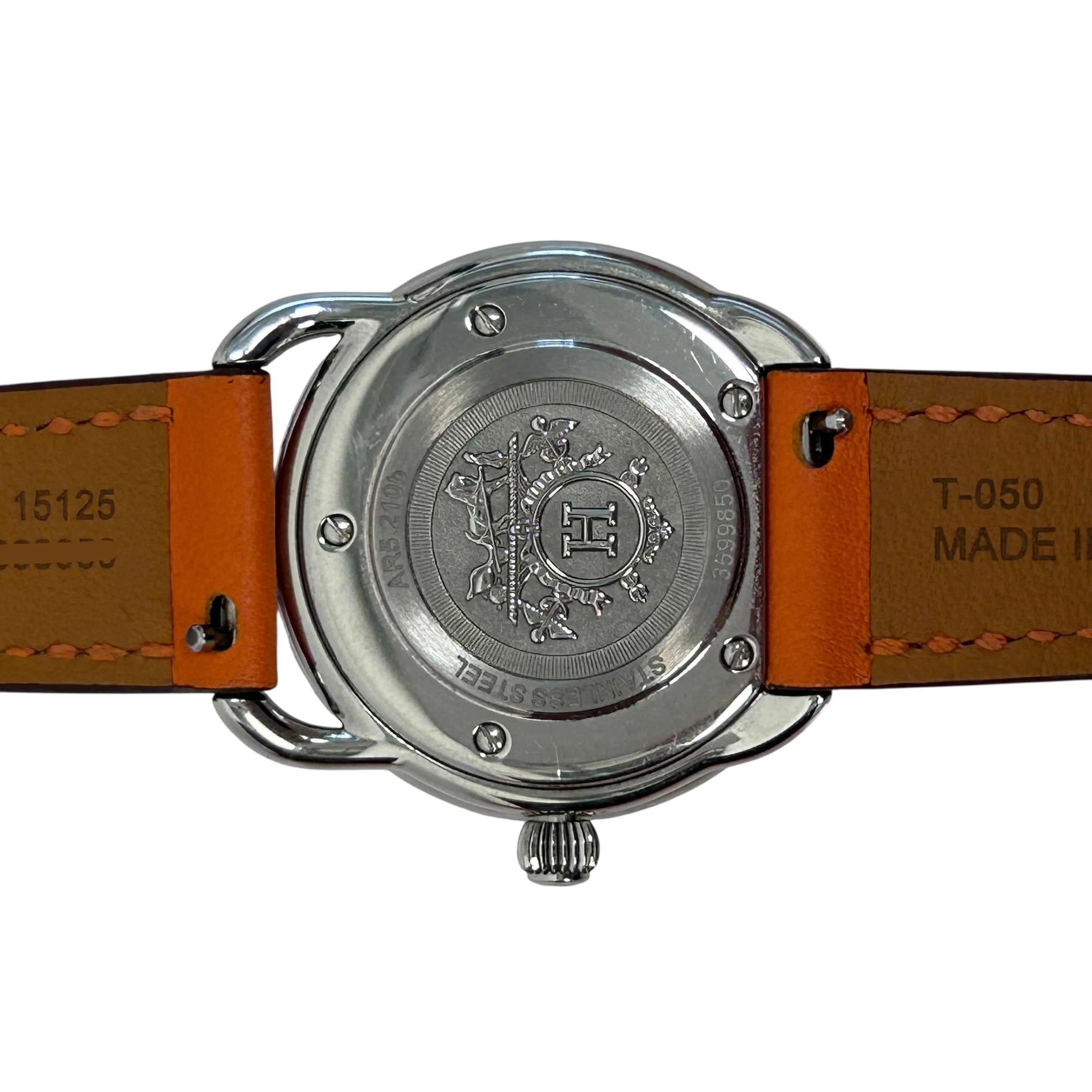 Orange Leather Strap Arceau Stainless Steel Watch