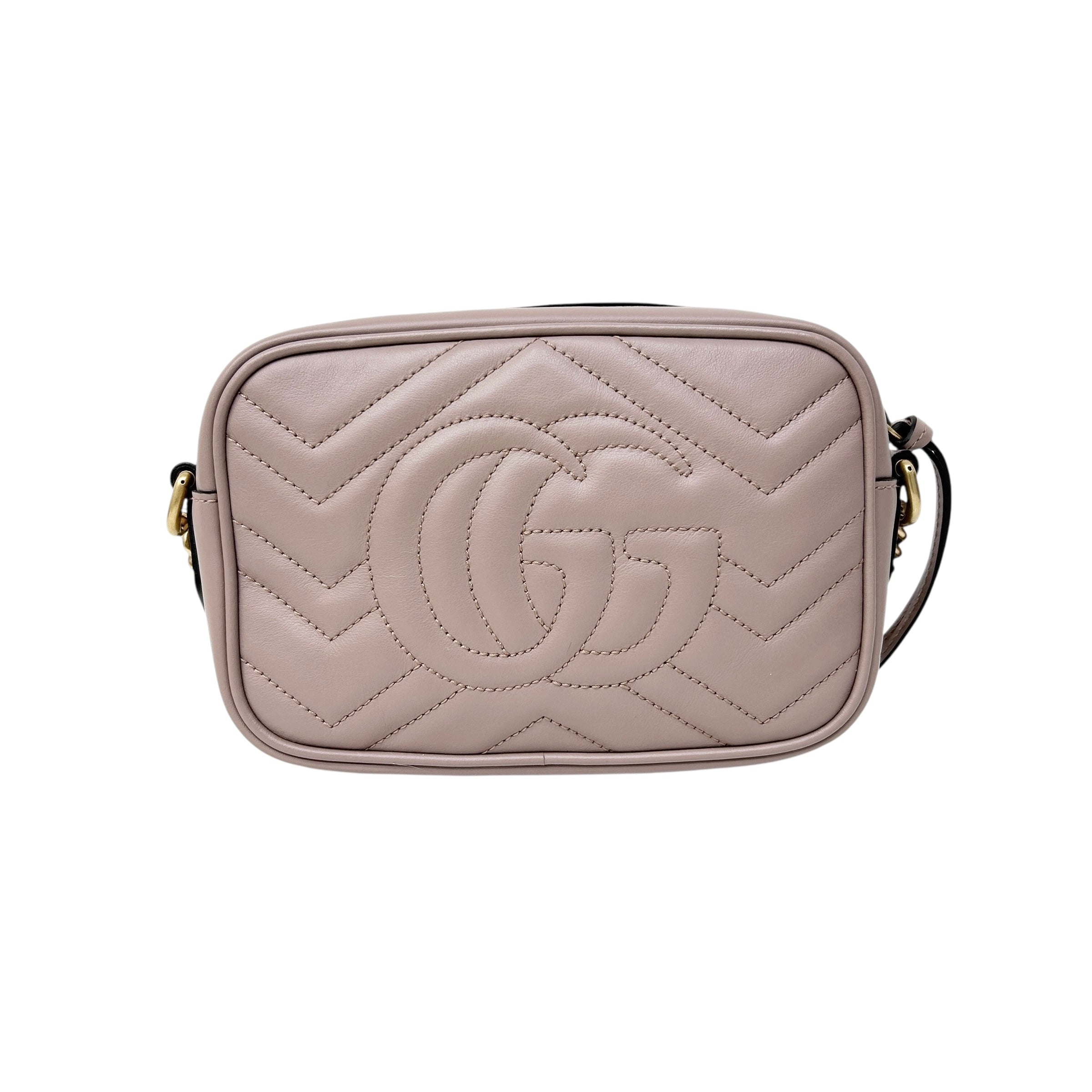 Taupe Quilted Leather Marmont Mini Camera Bag w/GHW