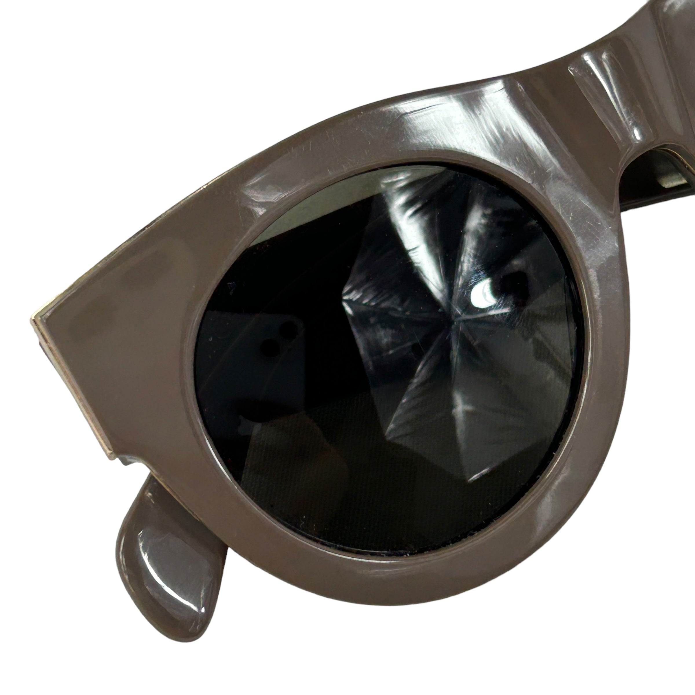 Khaki Round Thick Acetate Sunglasses